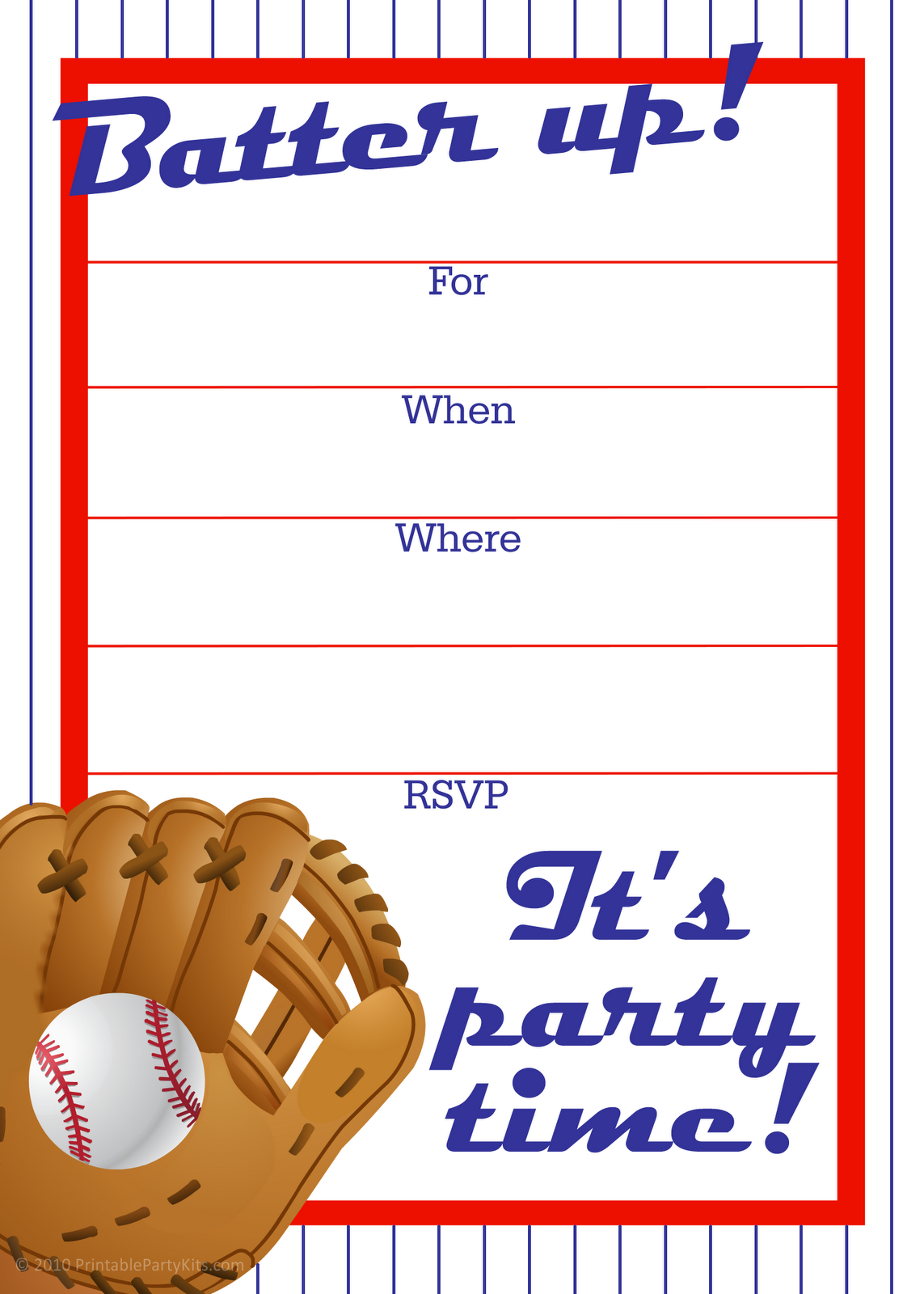 Free Baseball Birthday Invitation Artwork