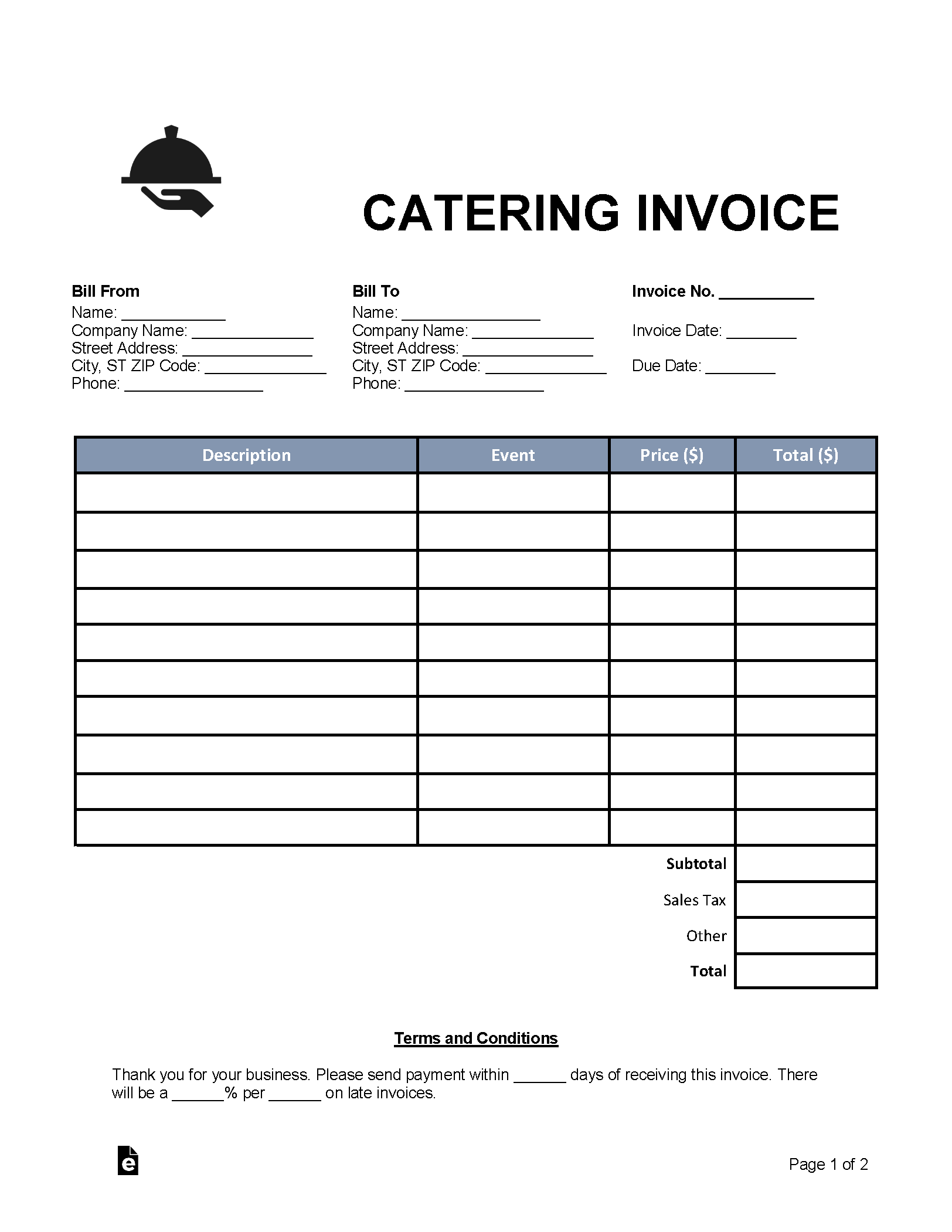 Free Blank Invoices Printable