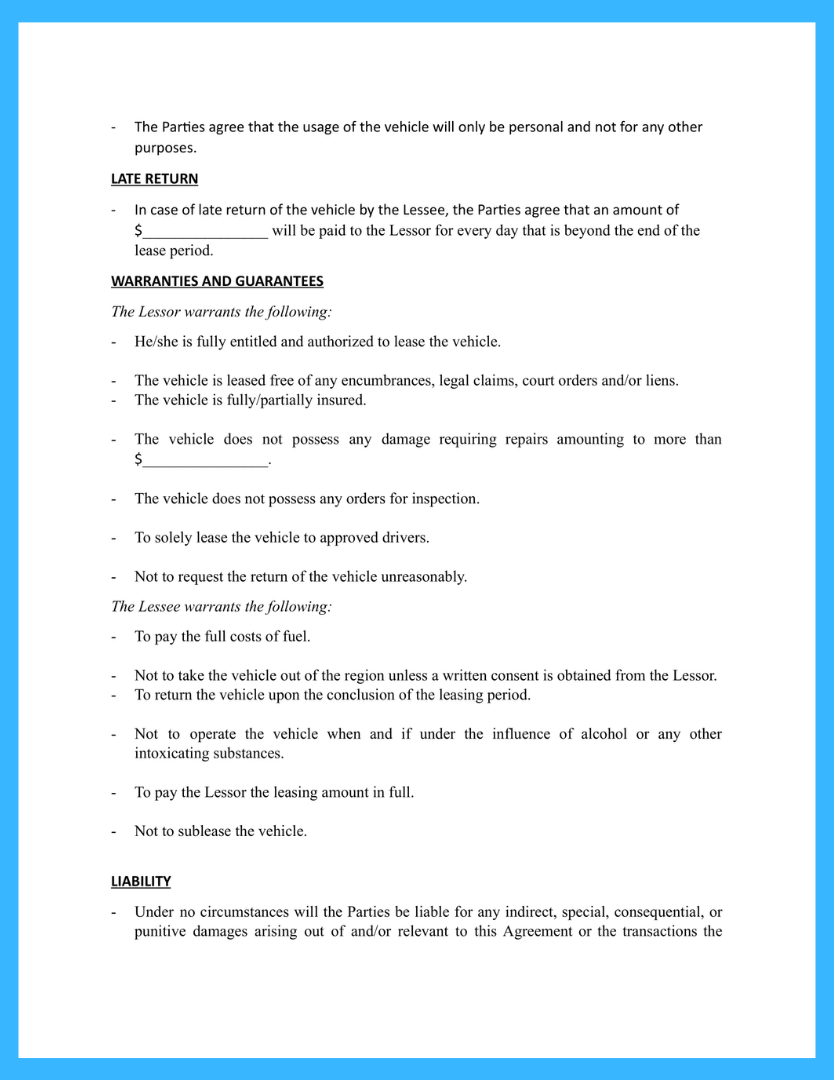 Auto Lease Printable Free