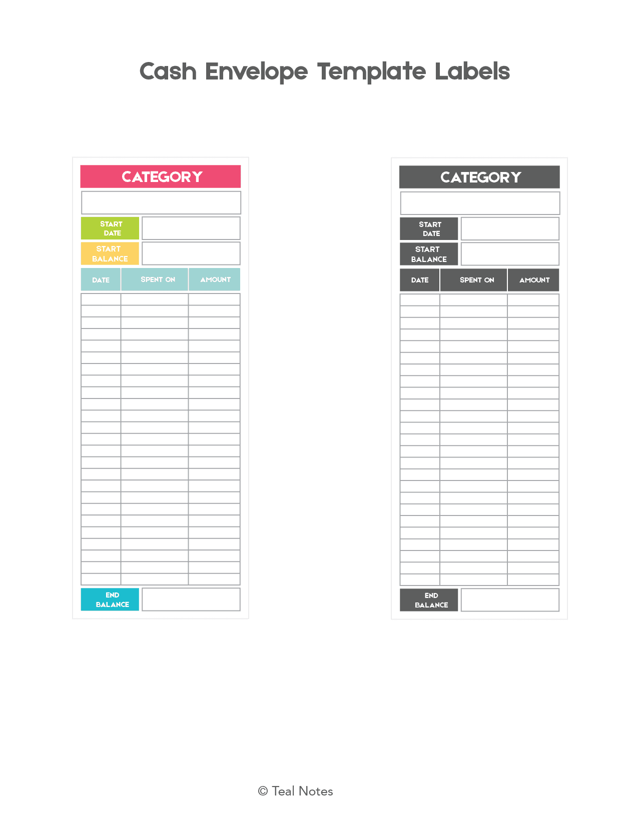 Printable Cash Envelopes Free