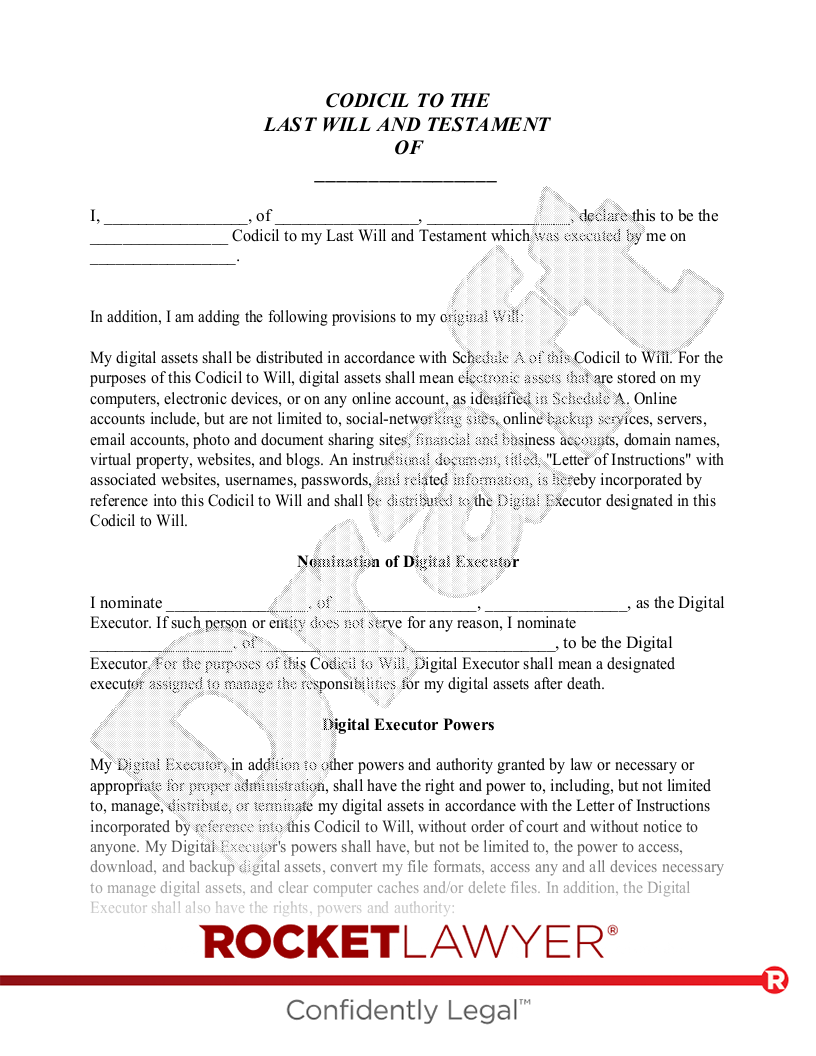 Free Printable Codicil To Will