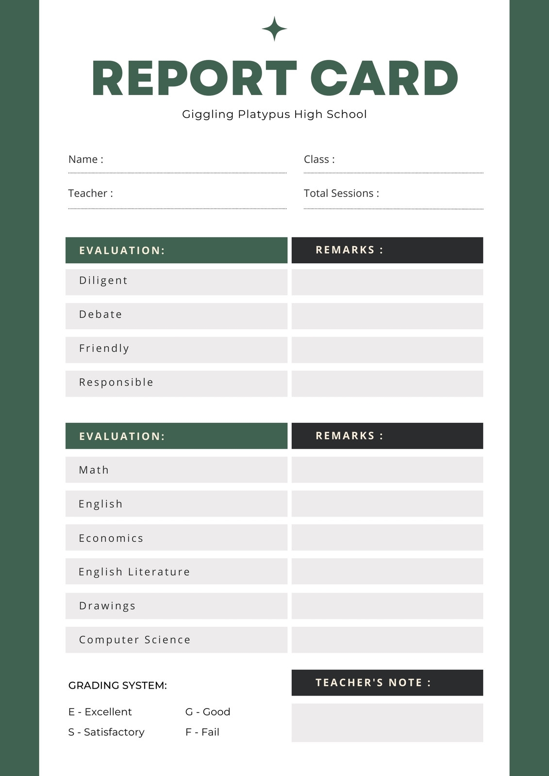 Free Custom Printable Homeschool Report Card Templates Canva