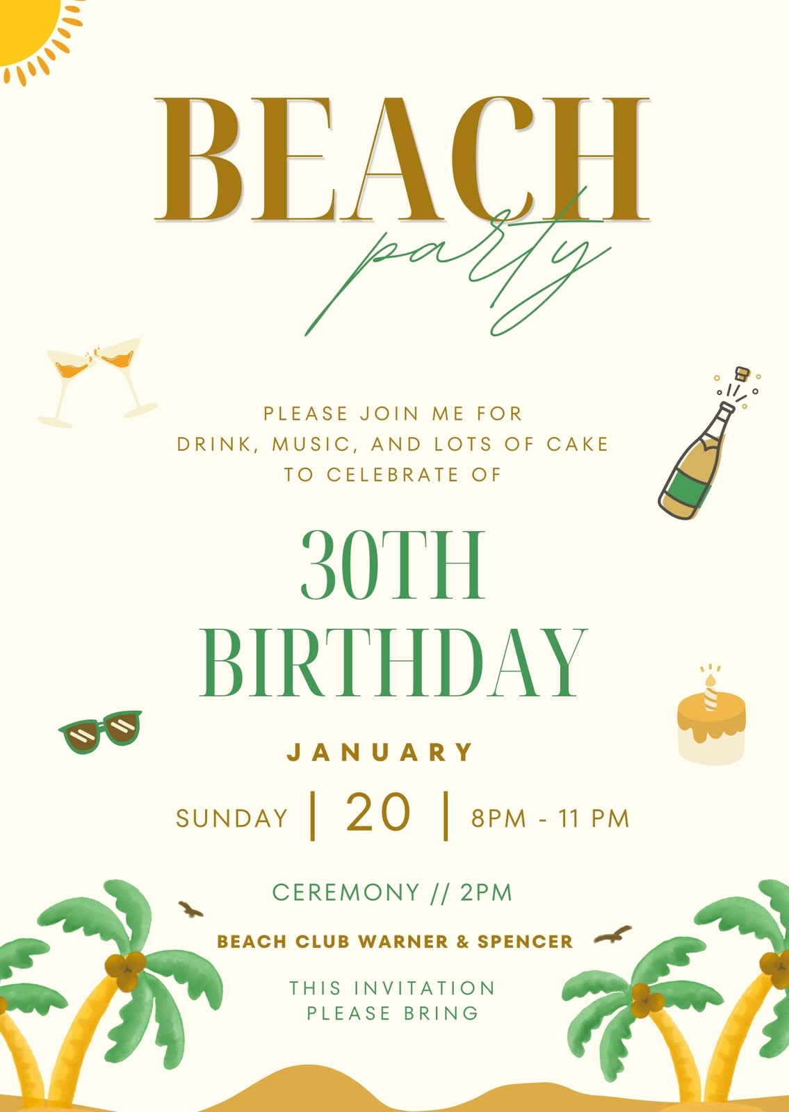 Free Customizable Beach Birthday Invitation Templates Canva