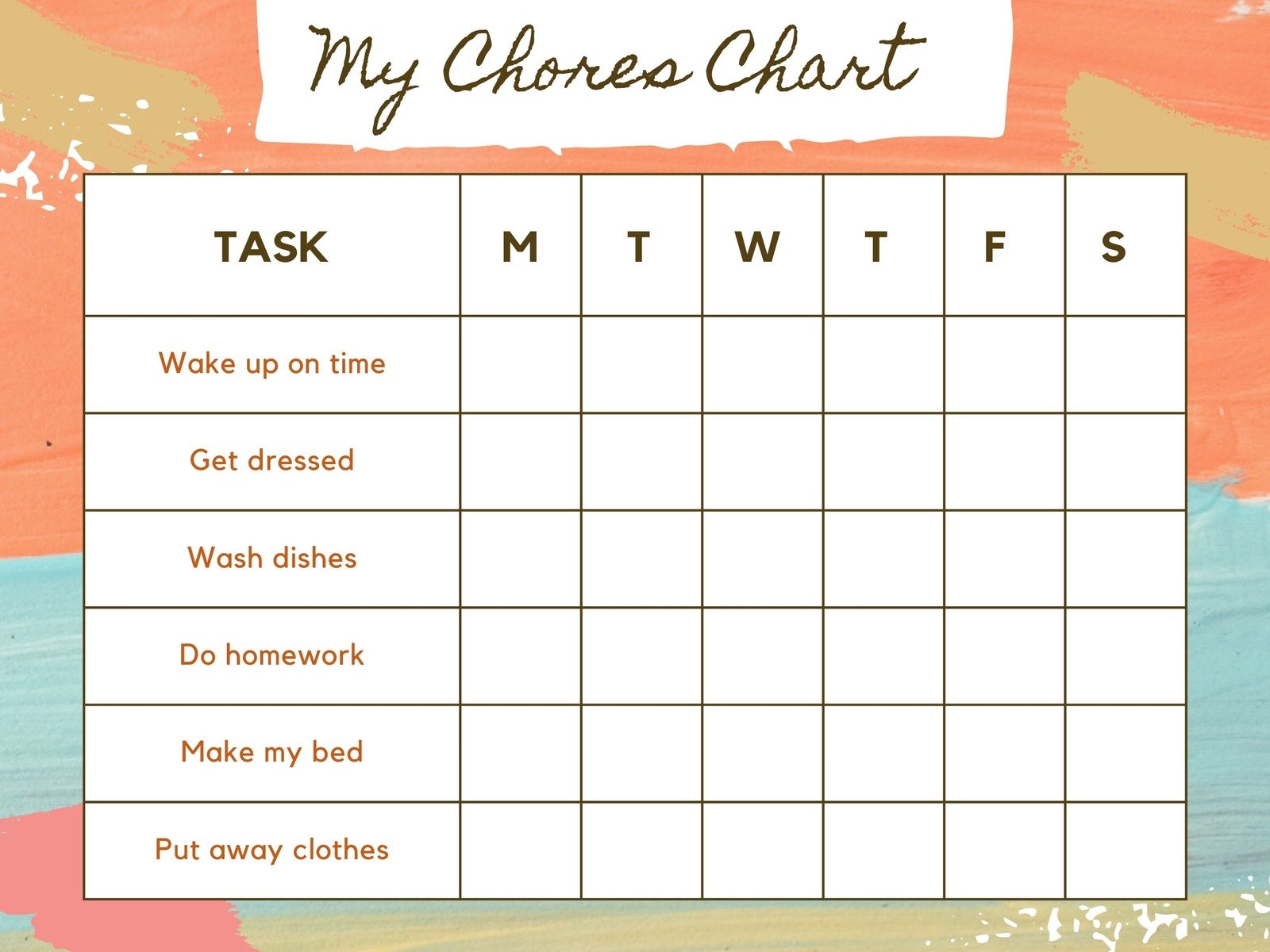 Free Customizable Chore Chart Templates To Print Canva