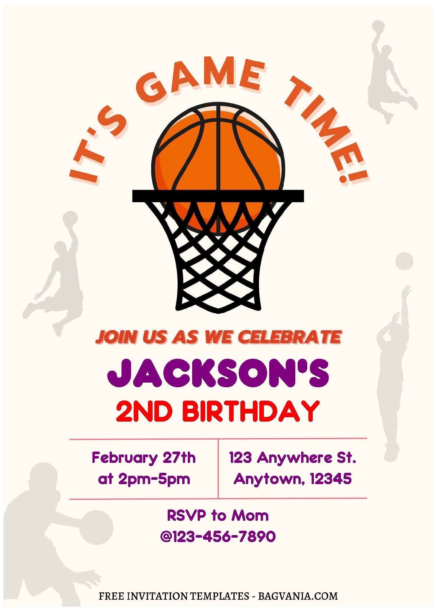 Free Editable PDF Game Time Basketball Birthday Invitation Templates
