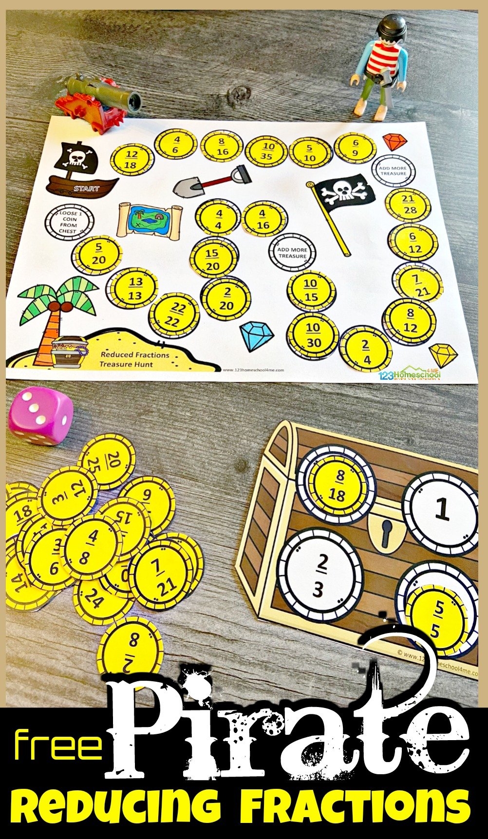  FREE Pirate Reducing Fractions Printable Math Game