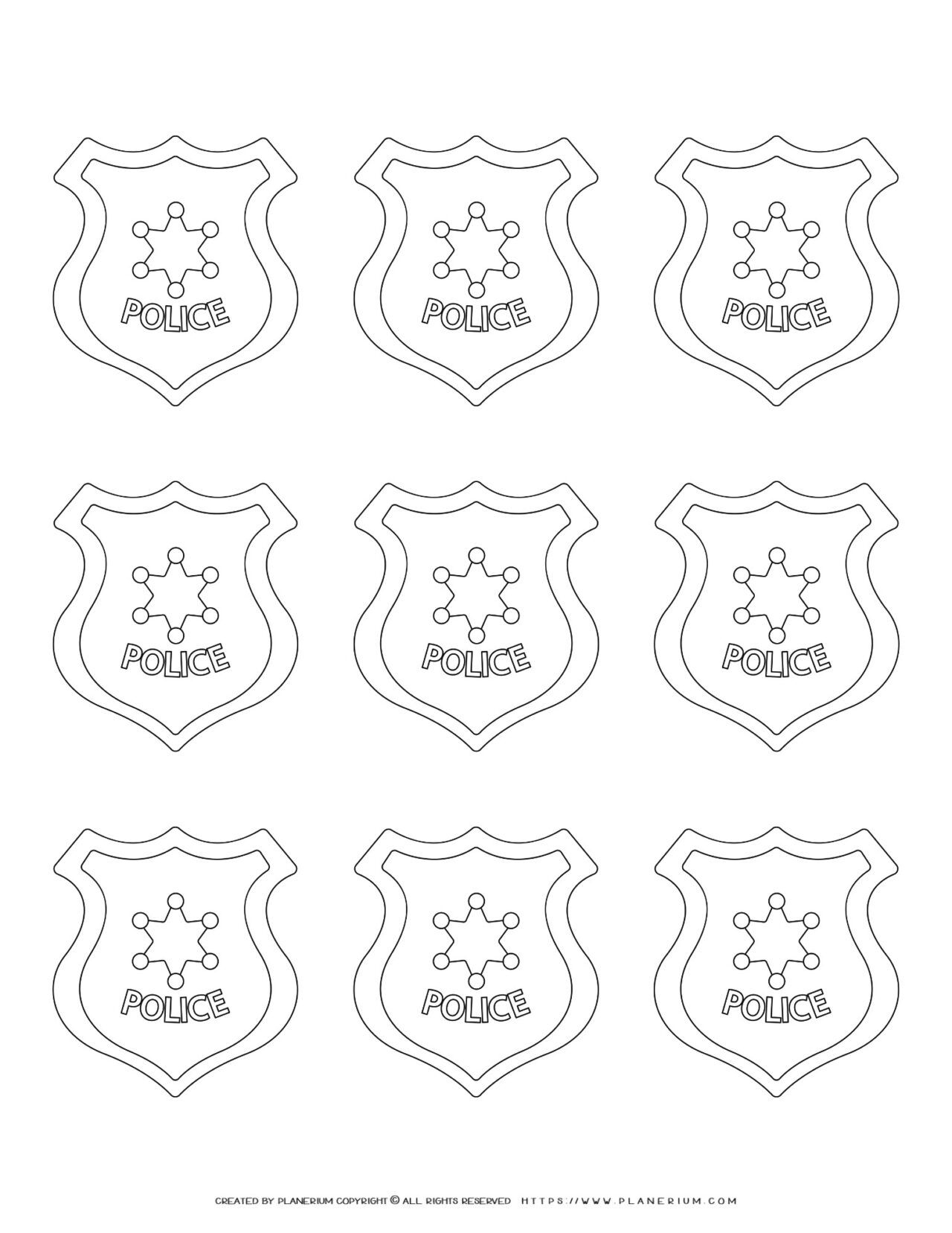 Free Police Symbols Template For Kids Learning Activities