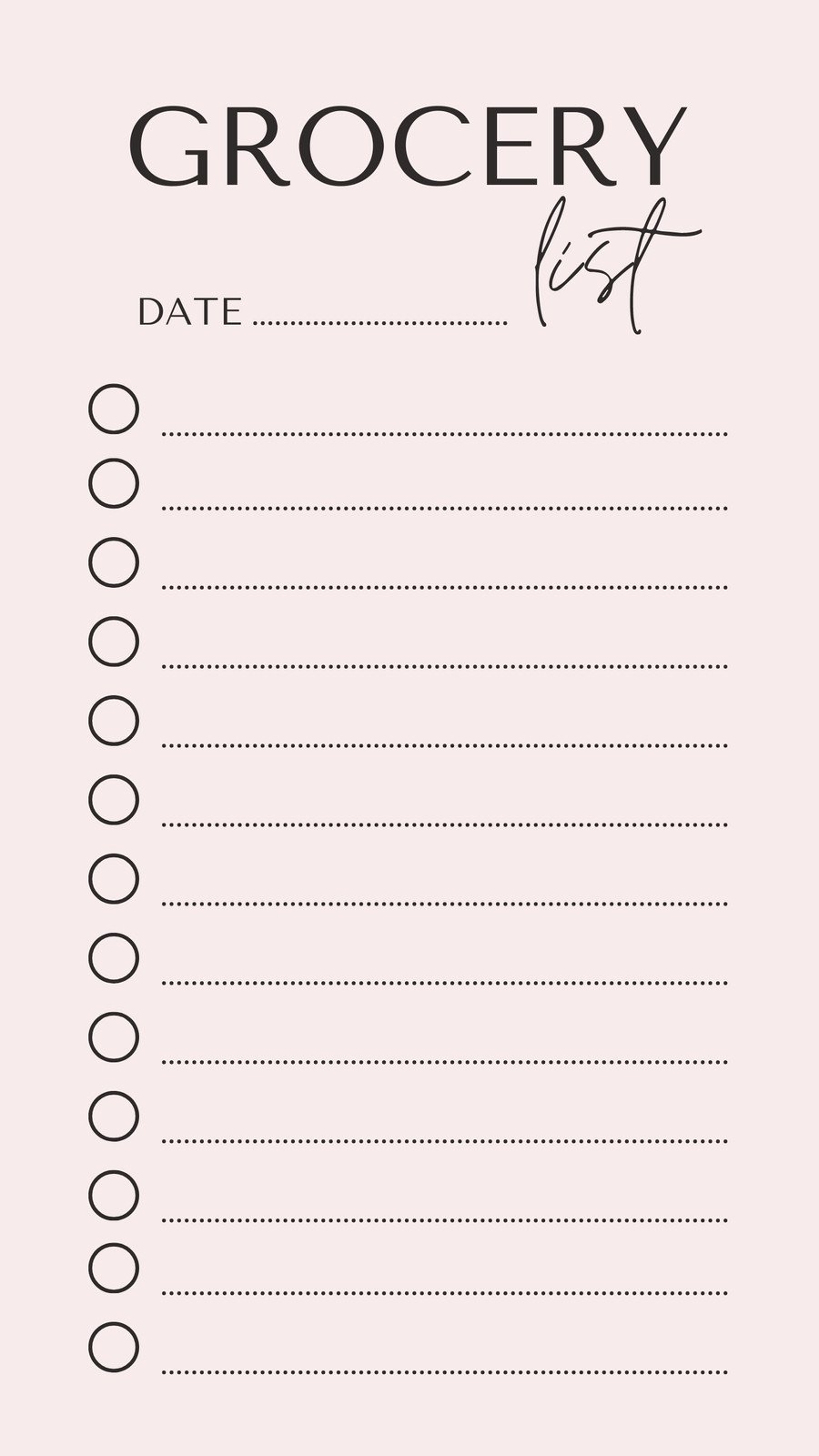 Printable Free Grocery List