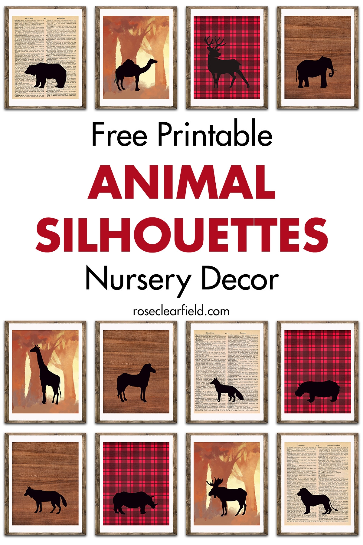 Free Printable Animal Silhouettes Nursery Decor Rose Clearfield