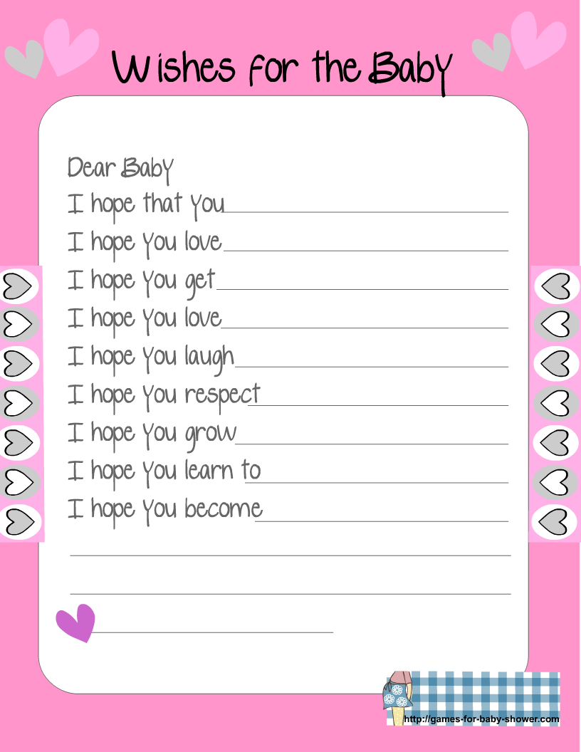 Free Printable Baby Shower Wishes For The Baby Cards