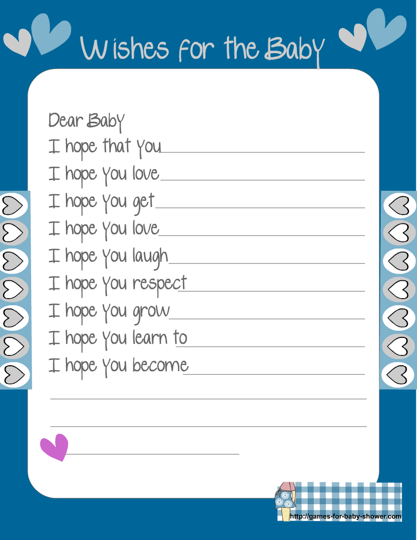 Free Printable Baby Shower Wishes For The Baby Cards