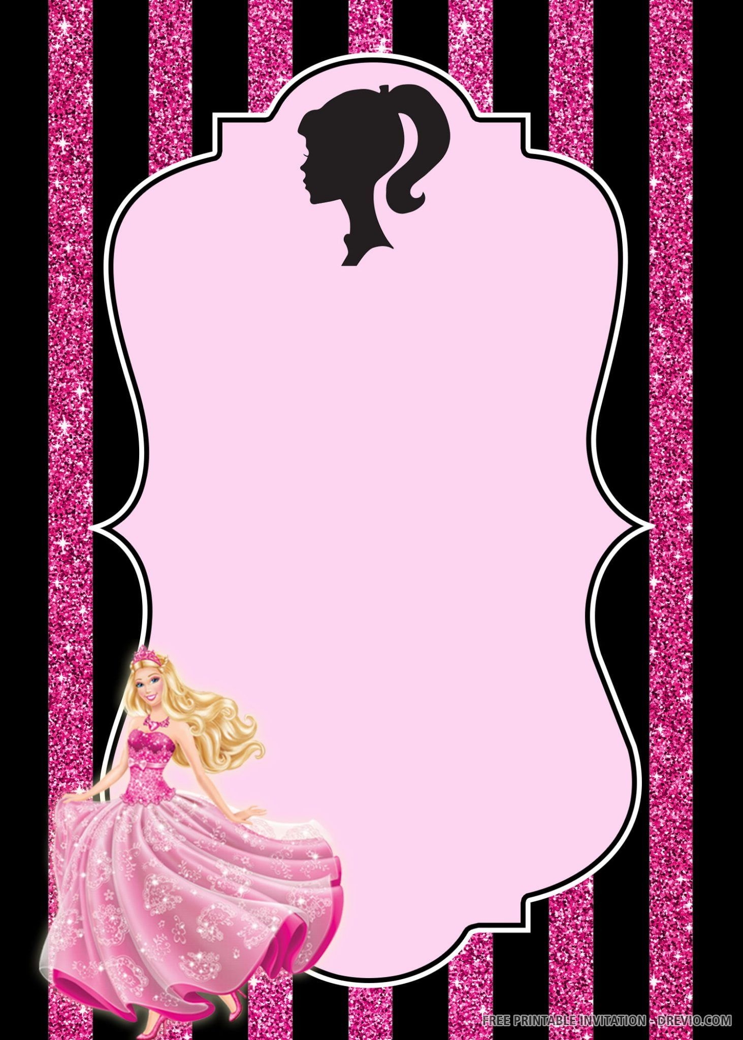 FREE PRINTABLE Barbie Birthday Invitation Template
