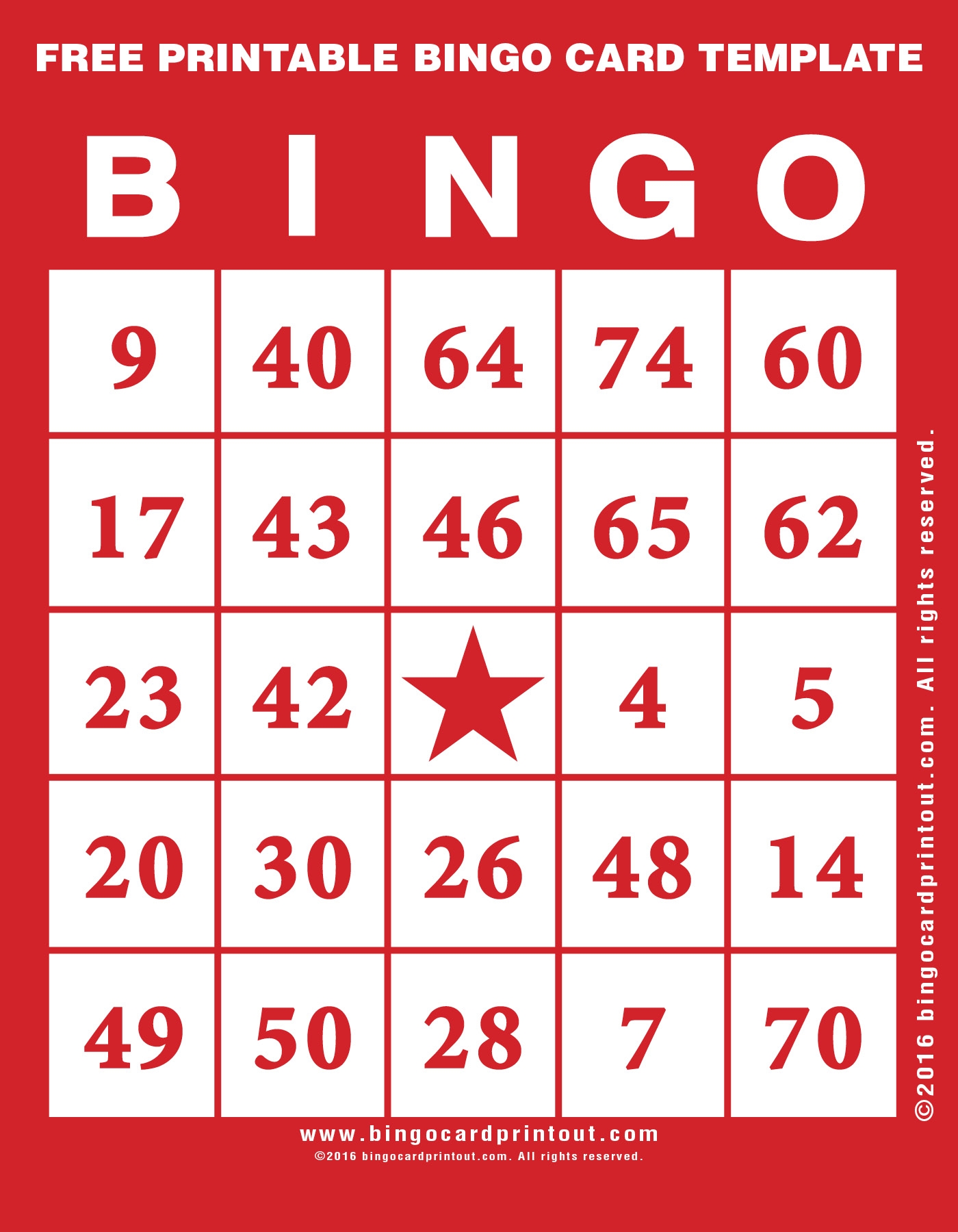 Free Printable Bingo Card Template BingoCardPrintout