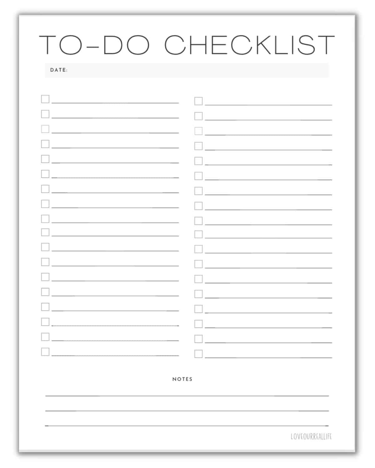 Free Printable Weekly Checklist