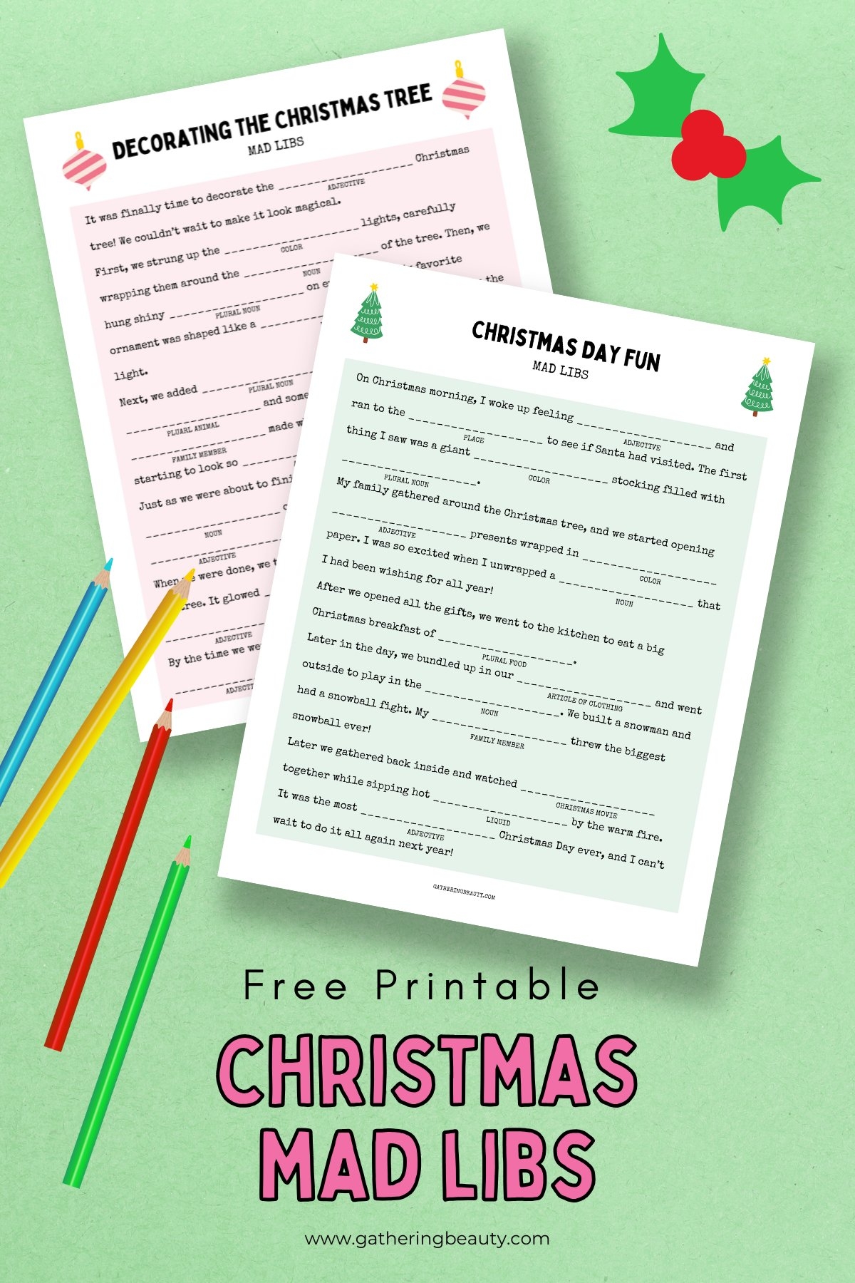 Free Printable Christmas Mad Libs Gathering Beauty