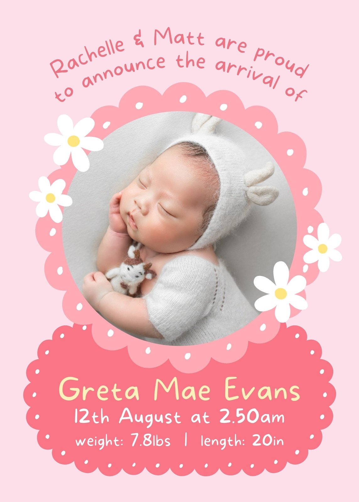 Free Printable Customizable Birth Announcement Templates Canva