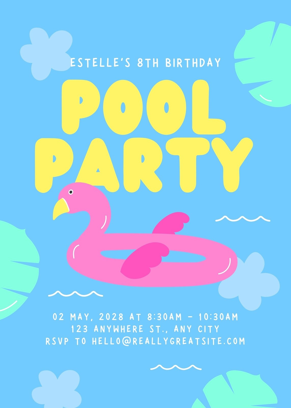 Free Printable Birthday Invitation Swim
