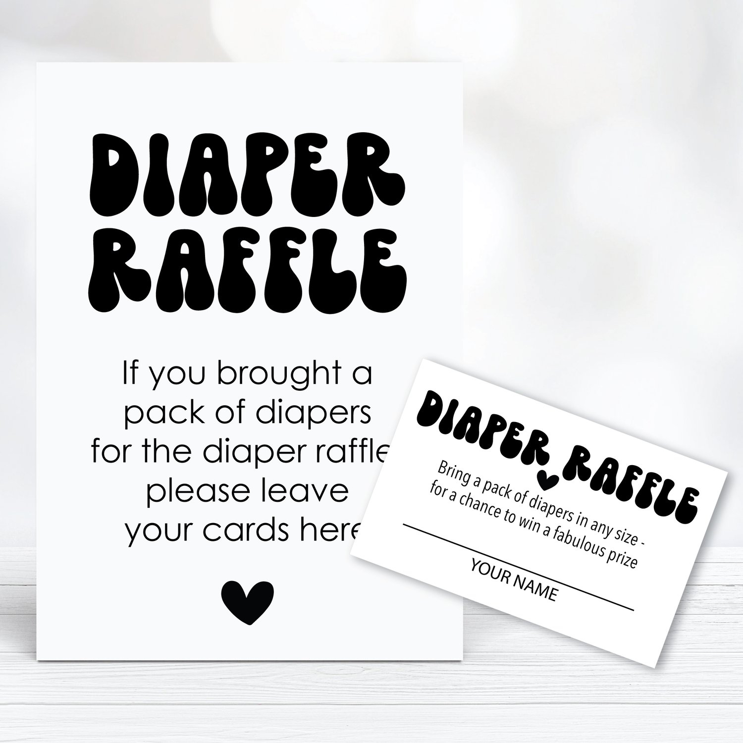 Free Printable Diaper Raffle Sign And Cards Baby Shower Game 8x10 And 5x7 Included Digital Download