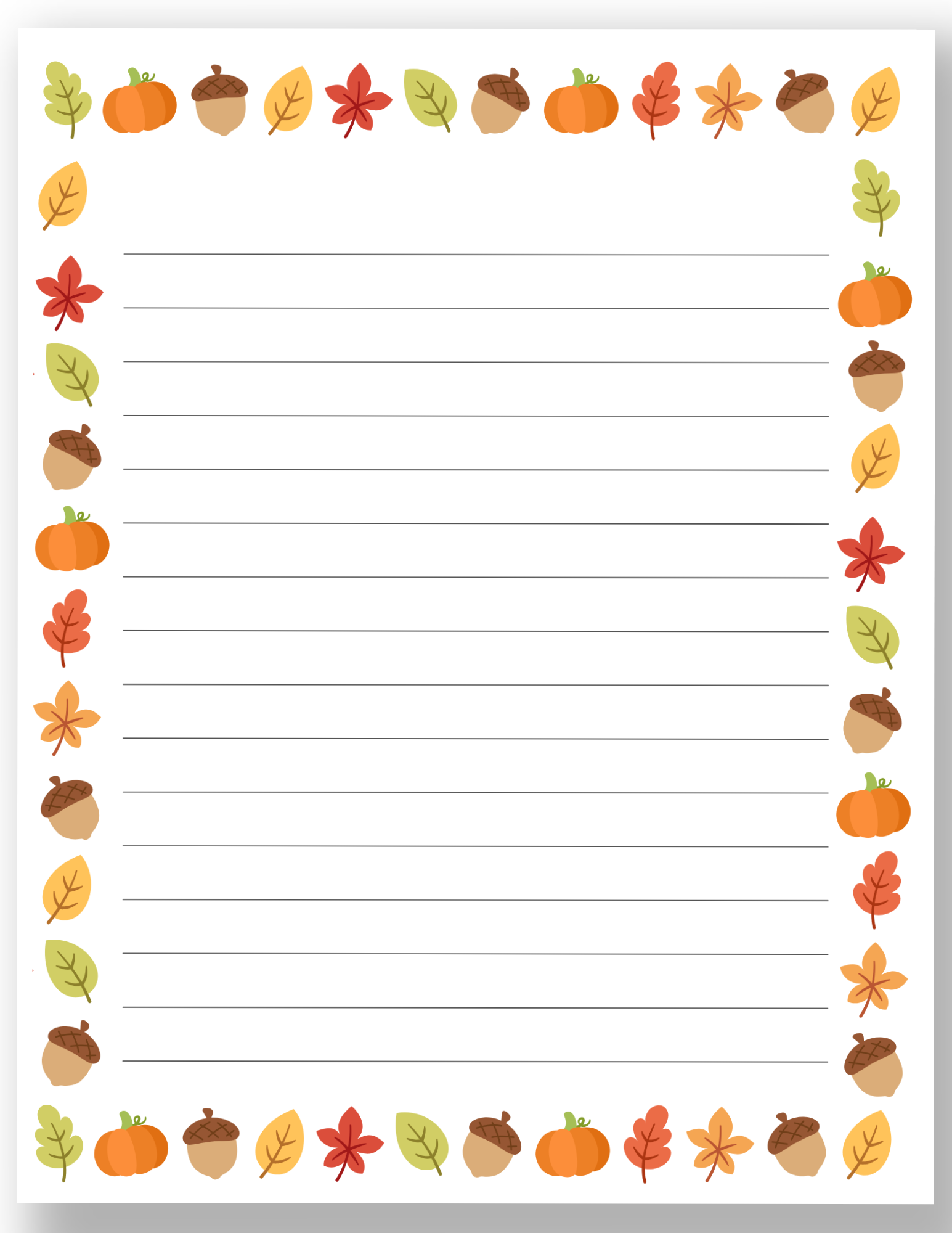 Free Printable Stationary With Lines Autumn