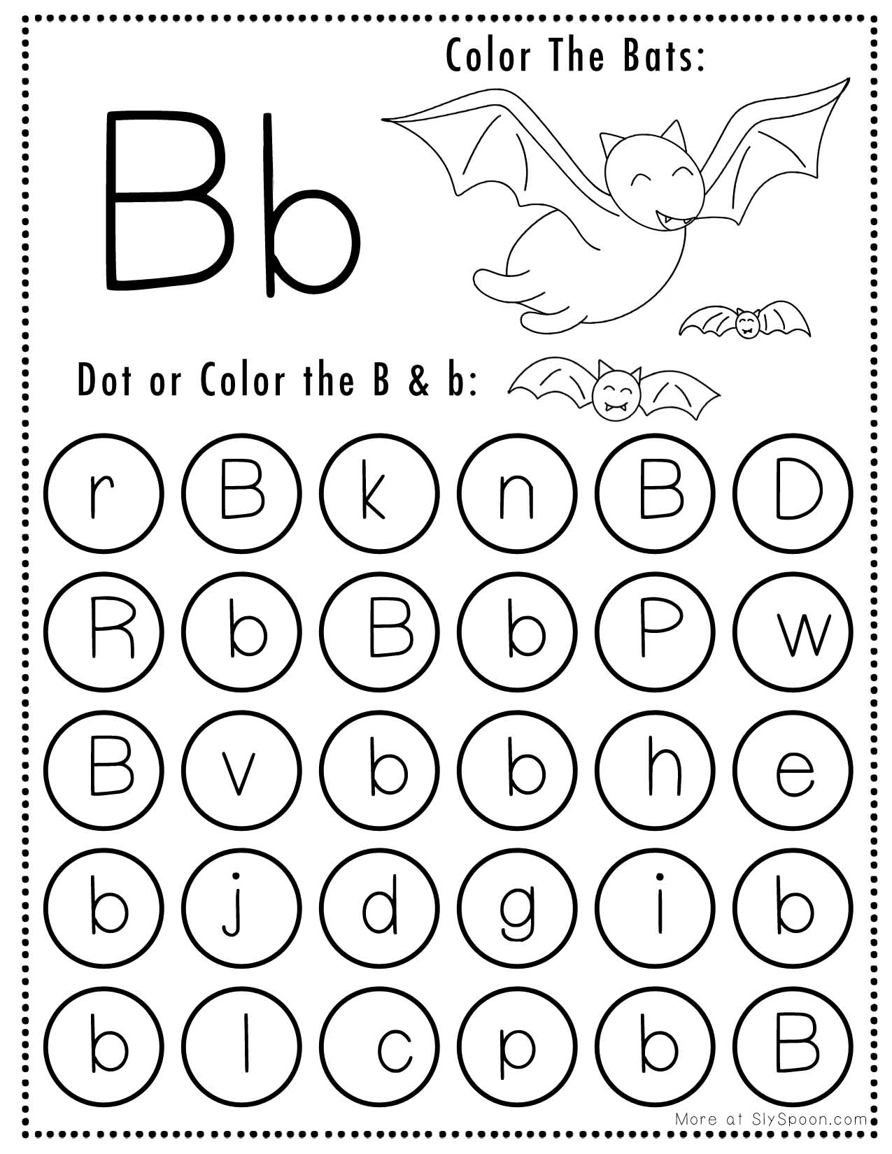 Free Printable Halloween Themed Letter B Dot Marker Activity Worksheets Sly SpoonSly Spoon