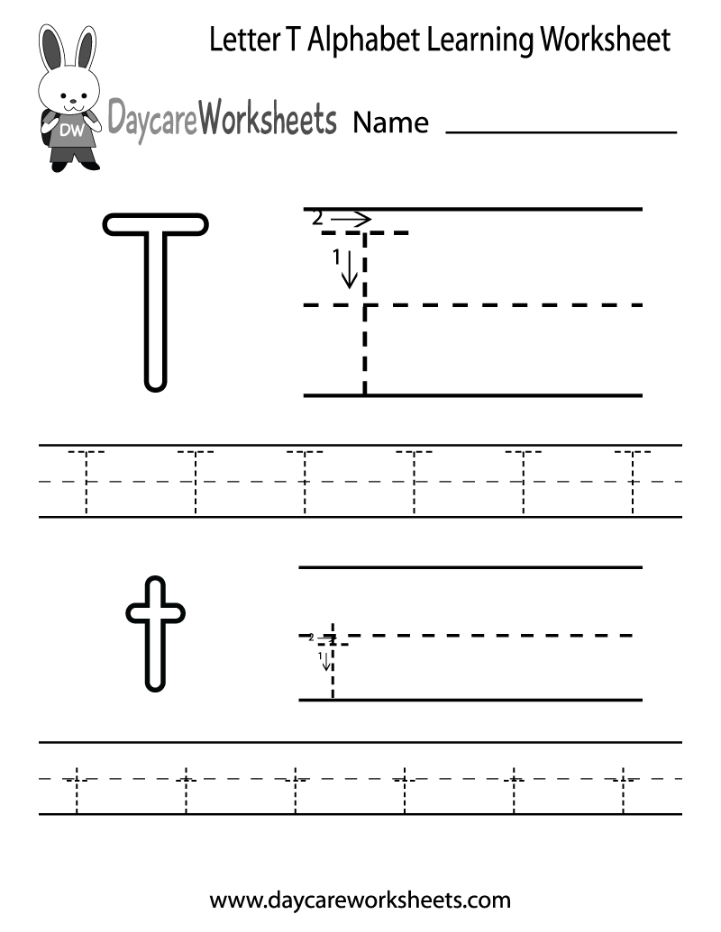 Free Printable Letter T Alphabet Learning Worksheet For Preschool