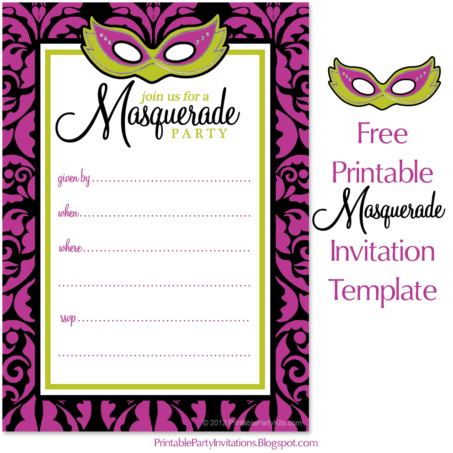 Mardi Gras Invitations Free Printable