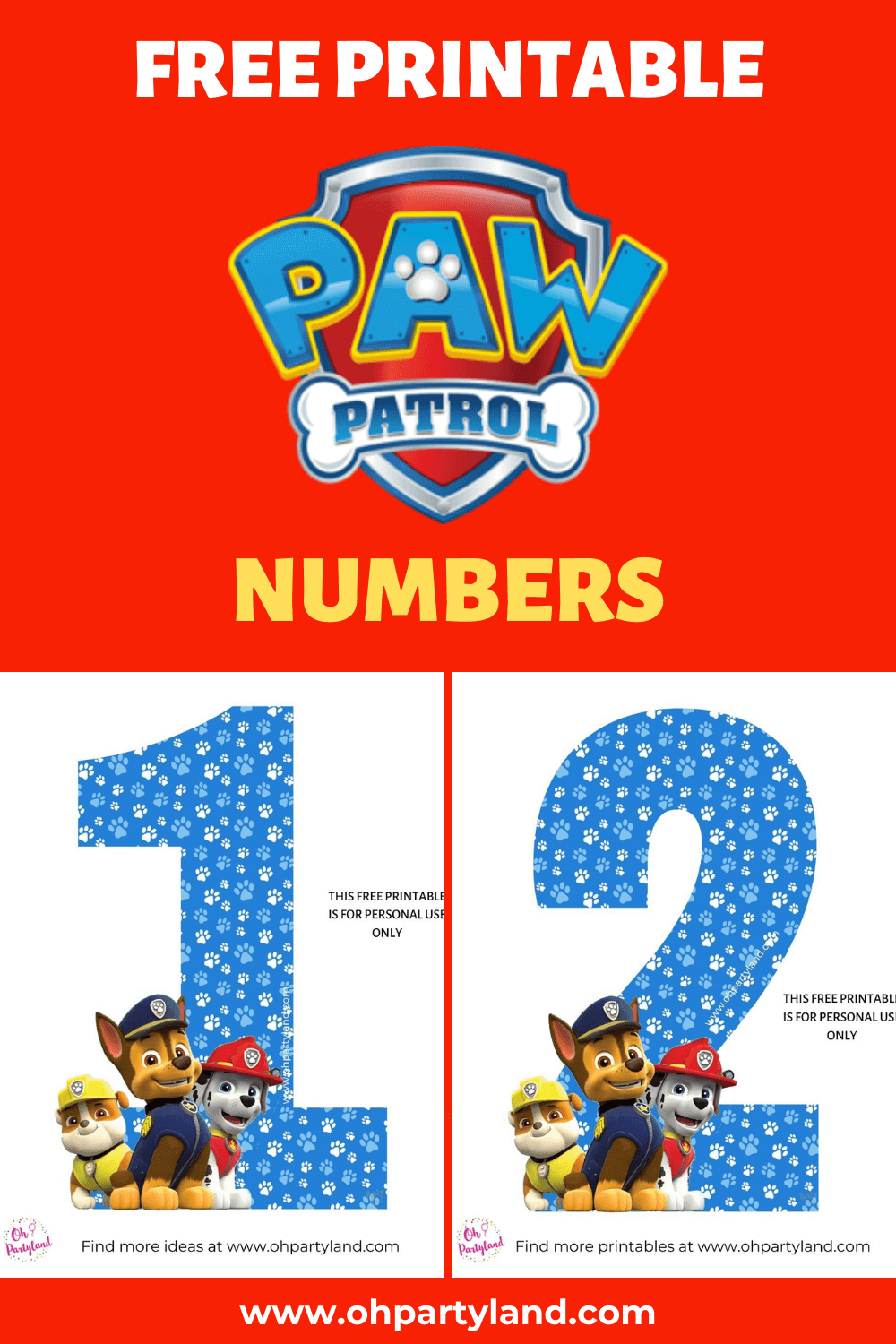 Free Printable Paw Patrol Numbers
