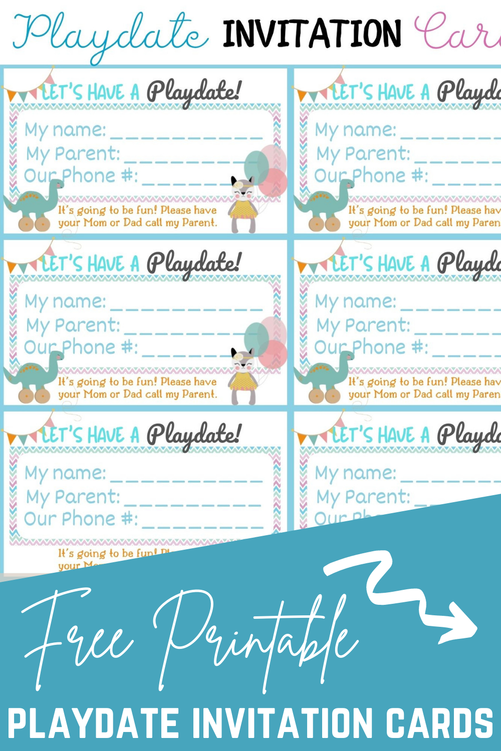 Free Printable Playdate Invitation Cards