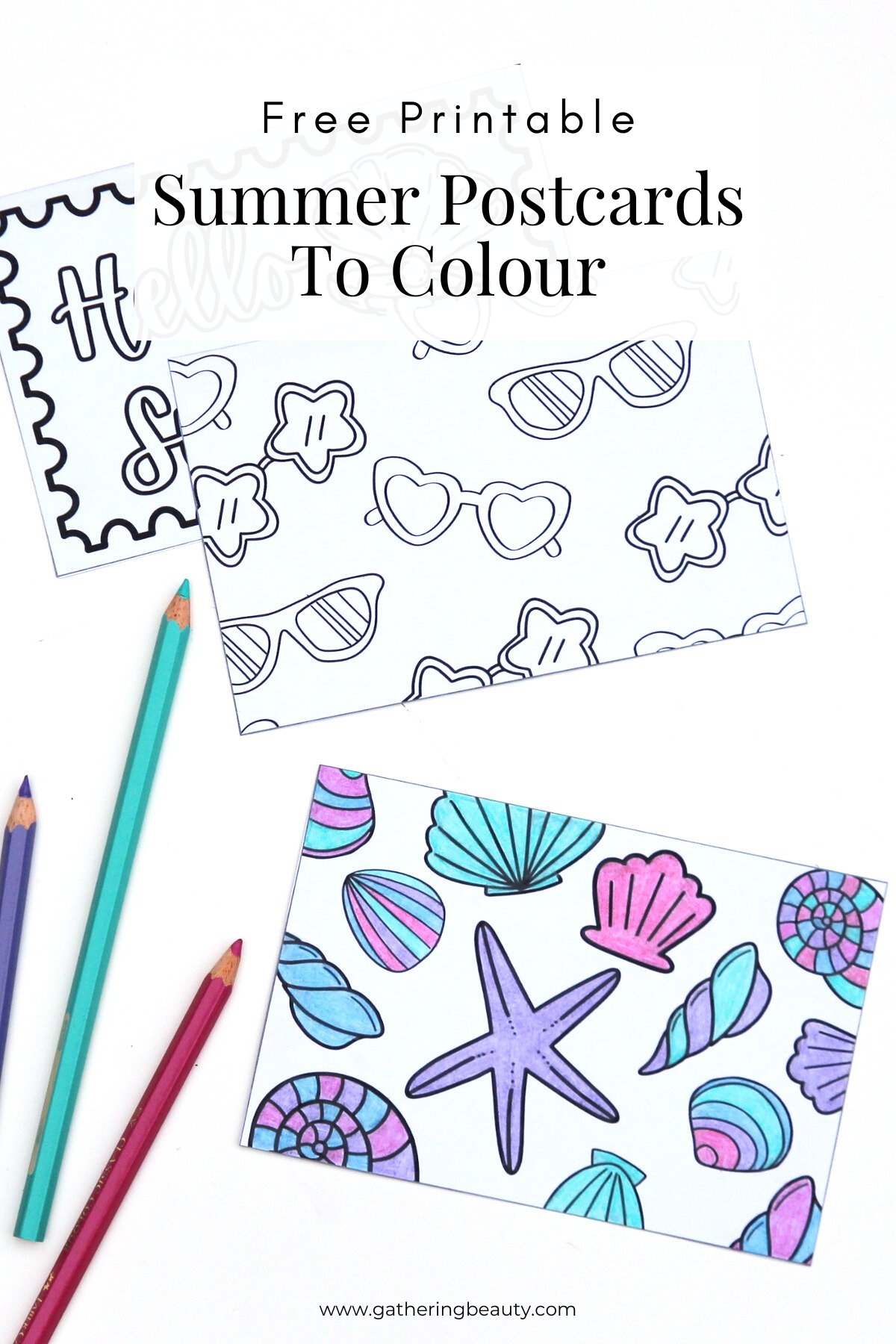 Free Printable Summer Colouring Postcards Gathering Beauty
