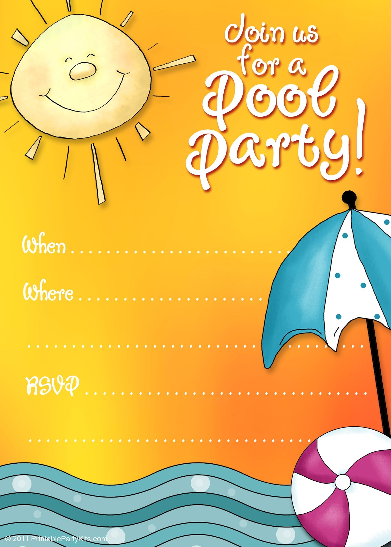 FREE Printable Summer Pool Party Invitations