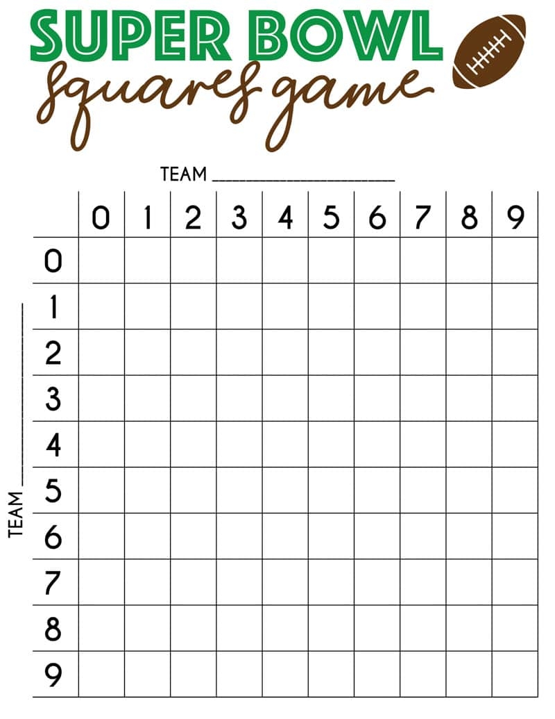 Free Printable Football Squares