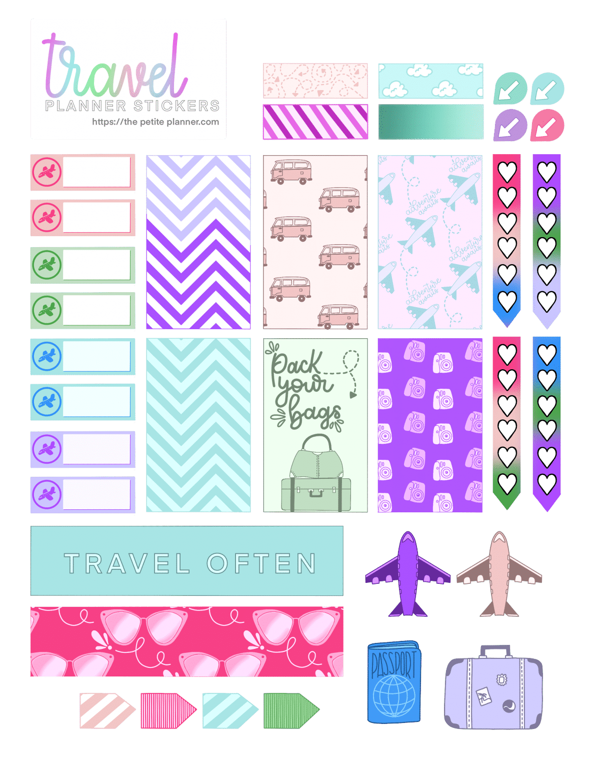 Free Printable Travel Planner Stickers The Petite Planner