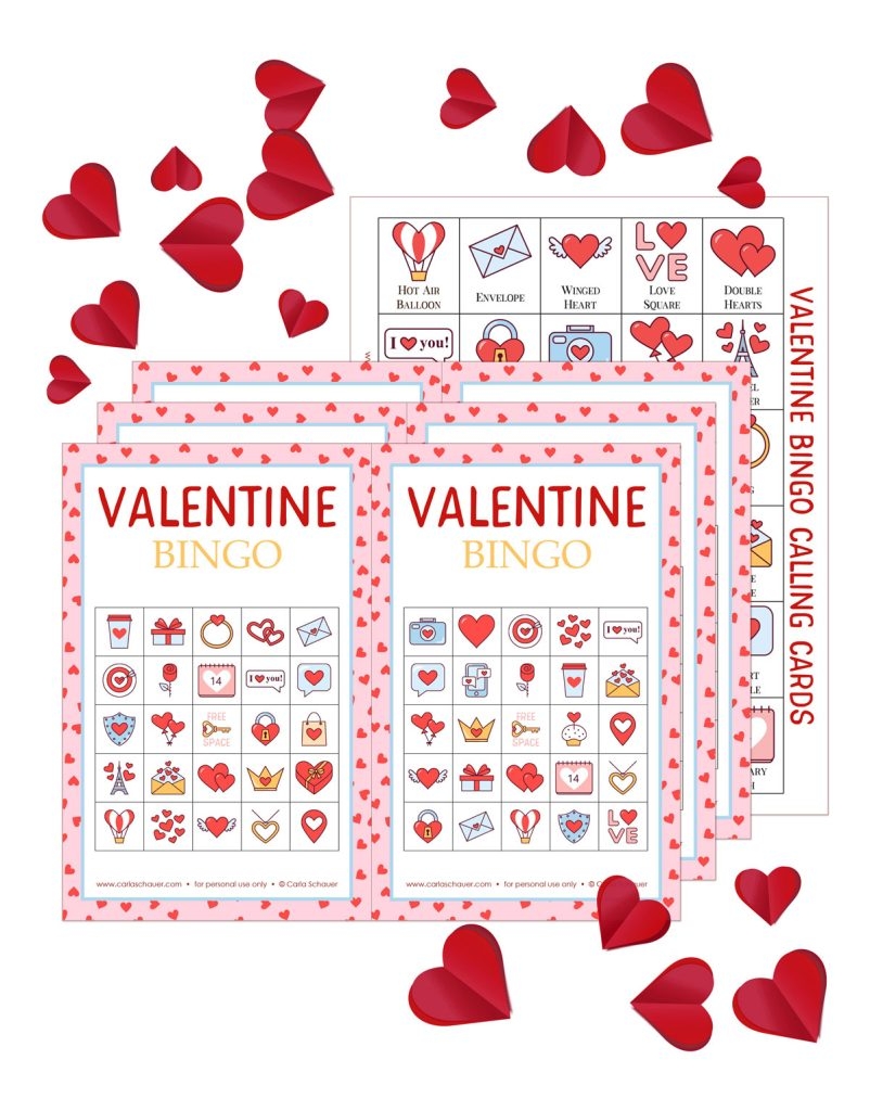 Free Printable Valentine s Bingo Cards for All Ages Carla Schauer Designs
