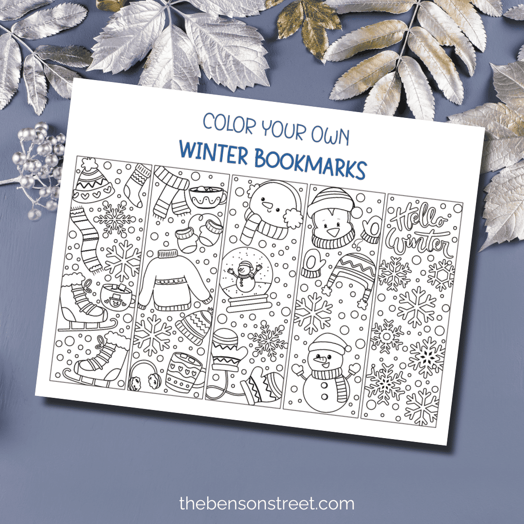 FREE Printable Winter Bookmarks To Color For Kids The Benson Street