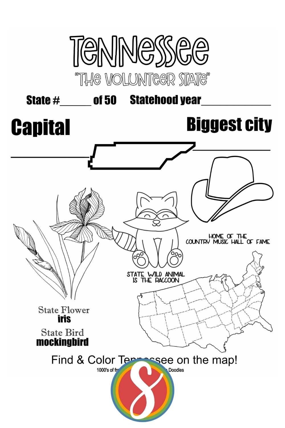 Free Tennessee Coloring Pages Stevie Doodles