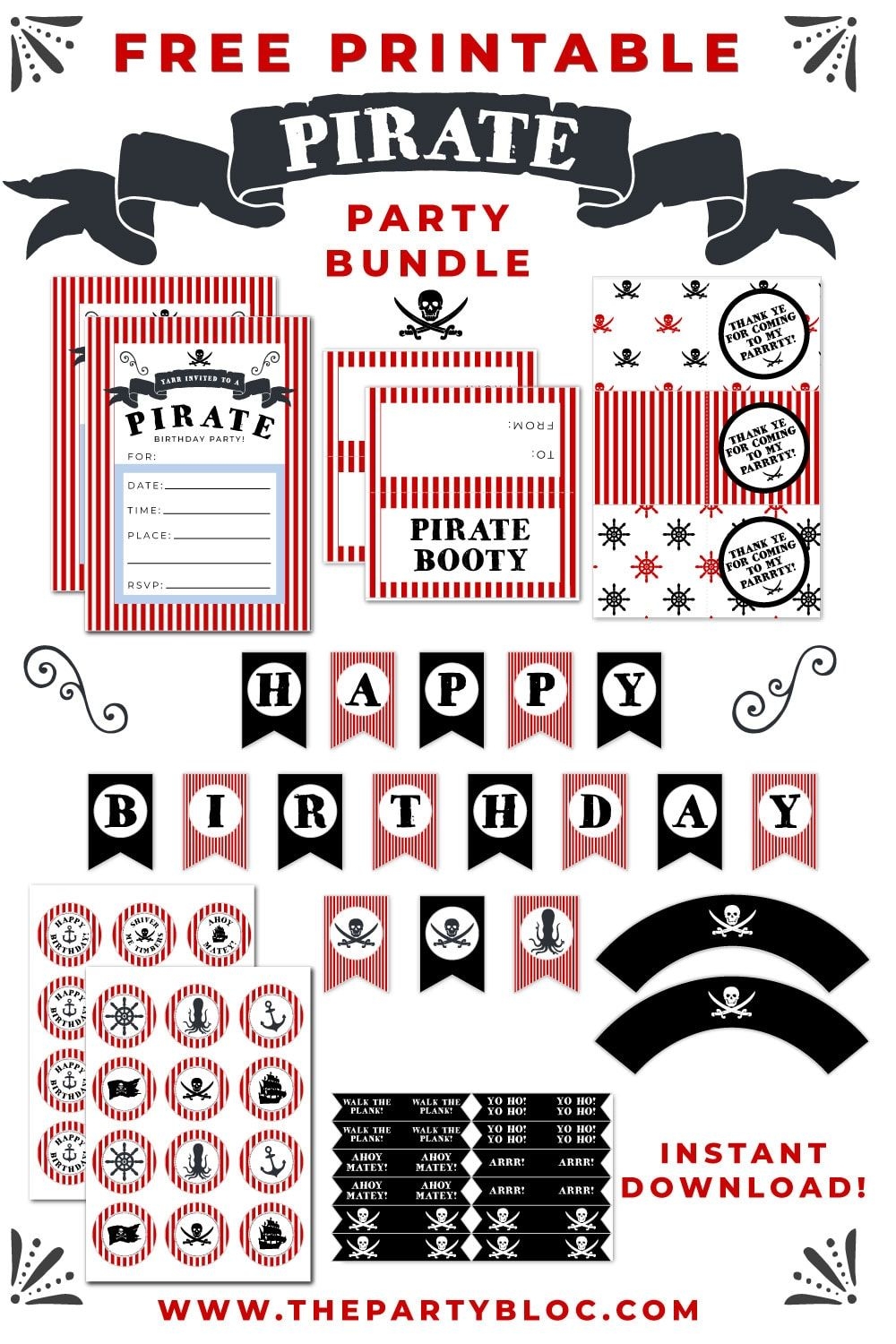 Free Traditional Pirate Party Printables