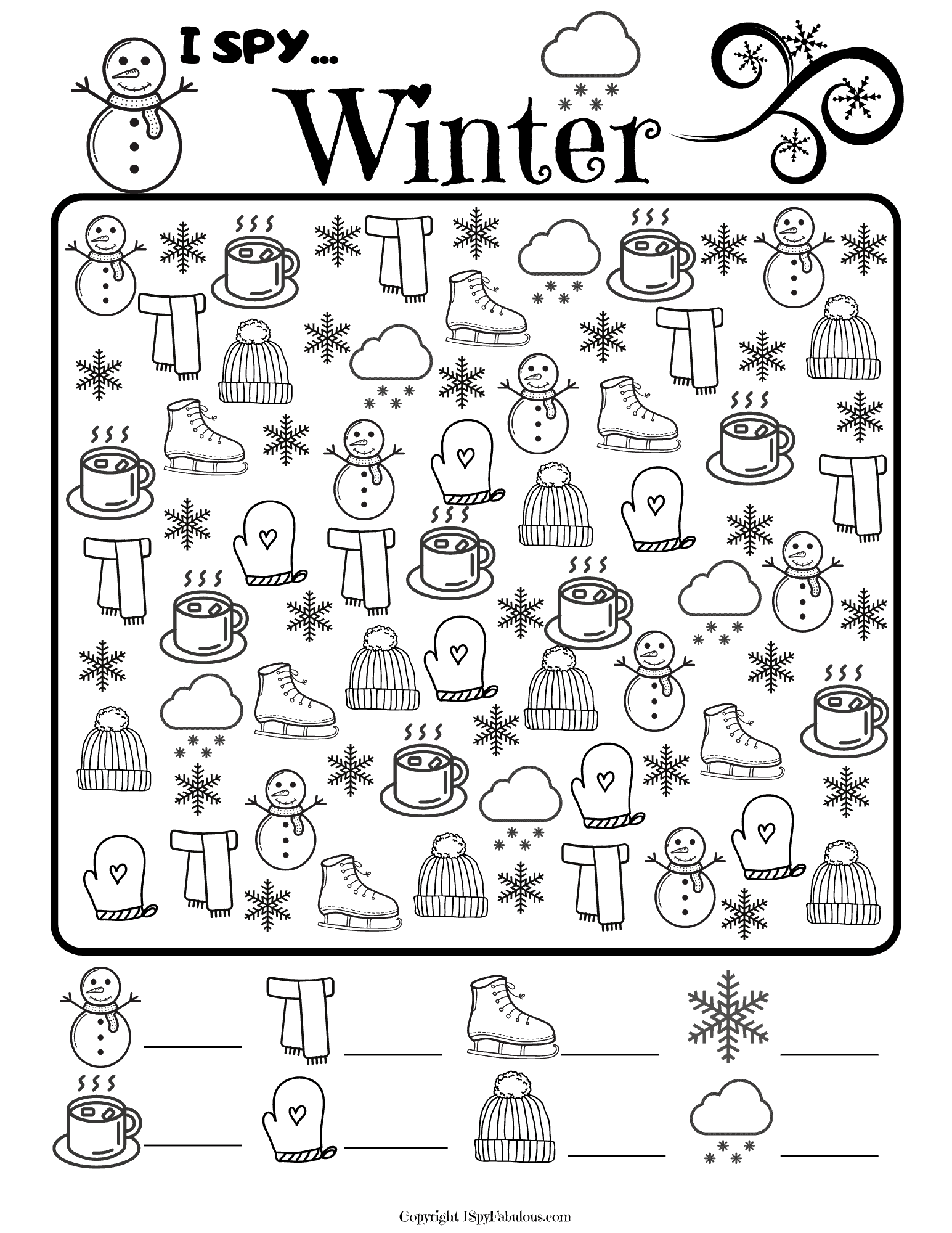 Free Winter I Spy Coloring Page Printable I Spy Fabulous