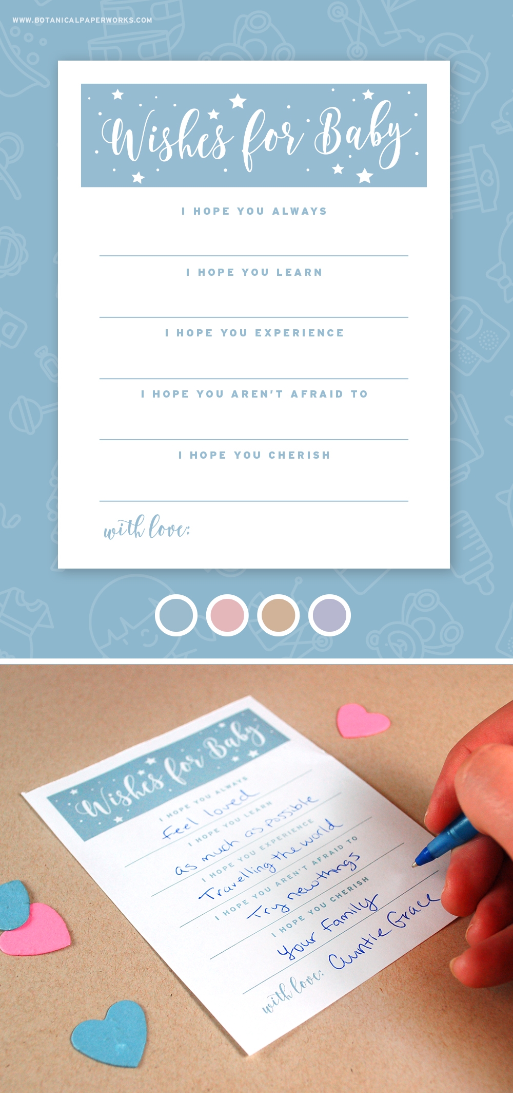 Freebie Wishes For Baby Free Printables Botanical PaperWorks
