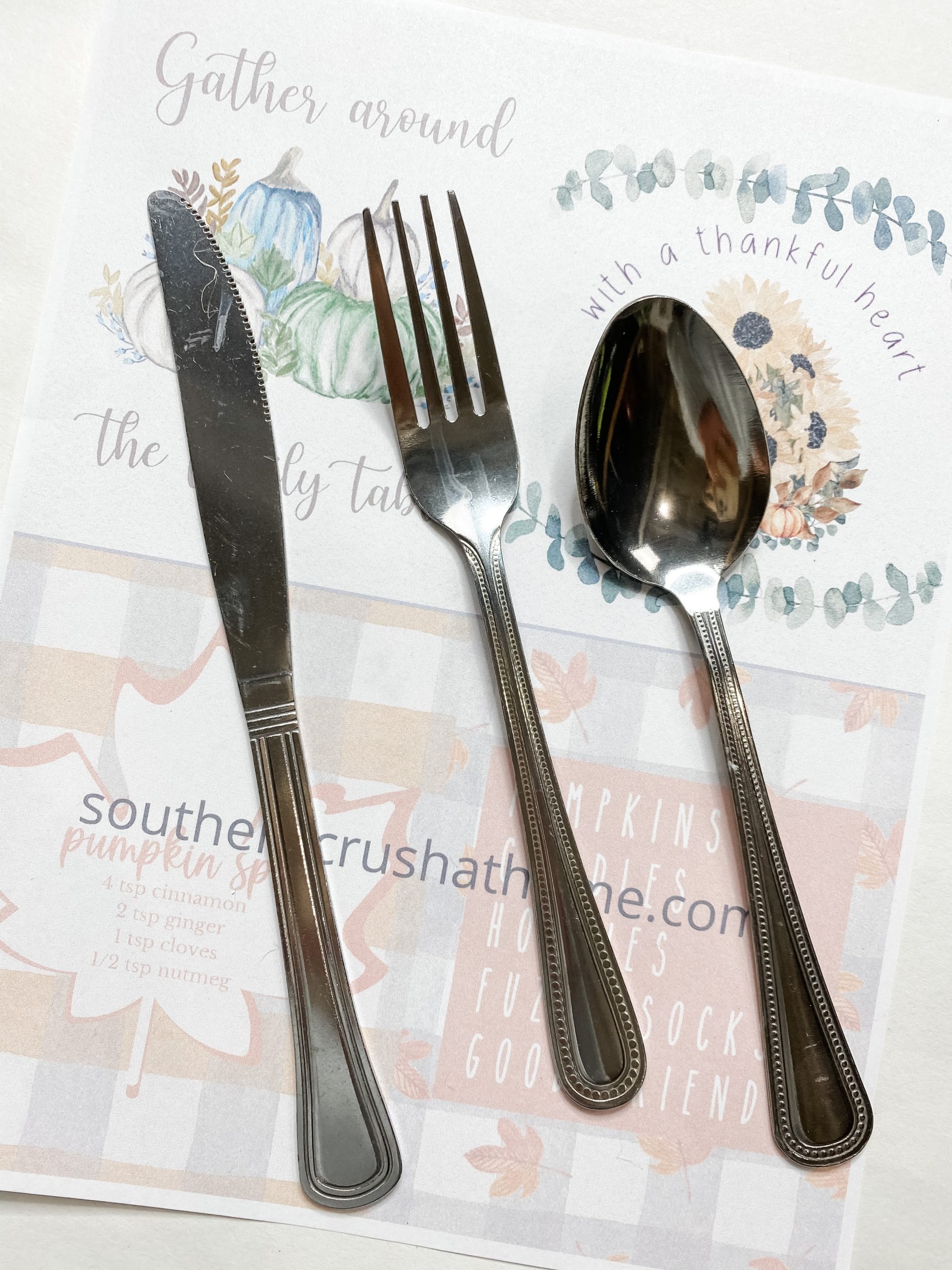 Friendsgiving Silverware Table Setting Free Printable For Thanksgiving