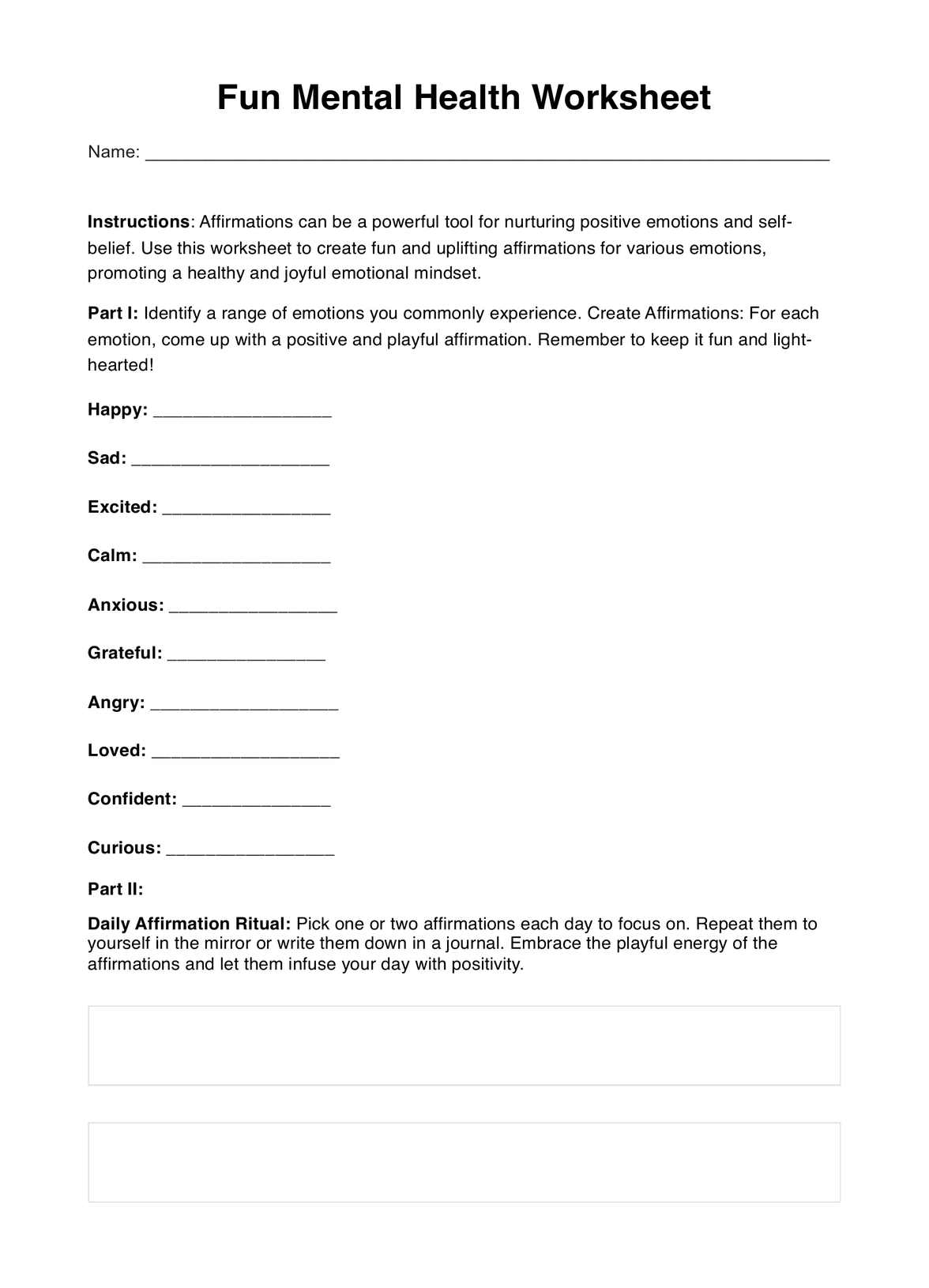 Free Printable Worksheets On Depression