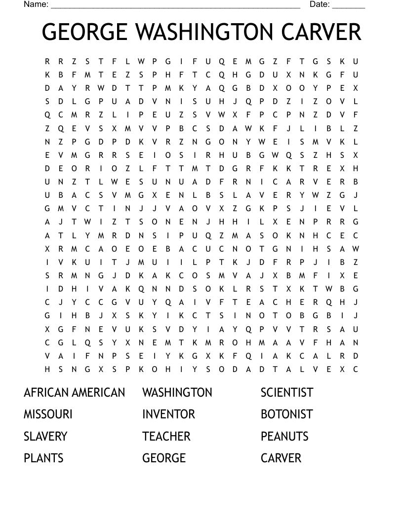 GEORGE WASHINGTON CARVER Word Search WordMint