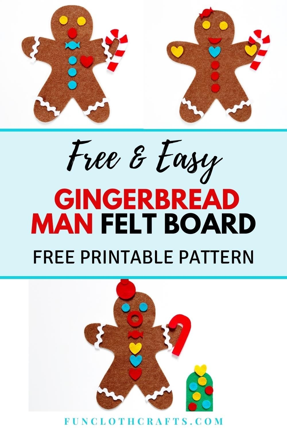 Gingerbread Man Felt Board Free Printable Template Fun Cloth Crafts Felt Craft Patterns