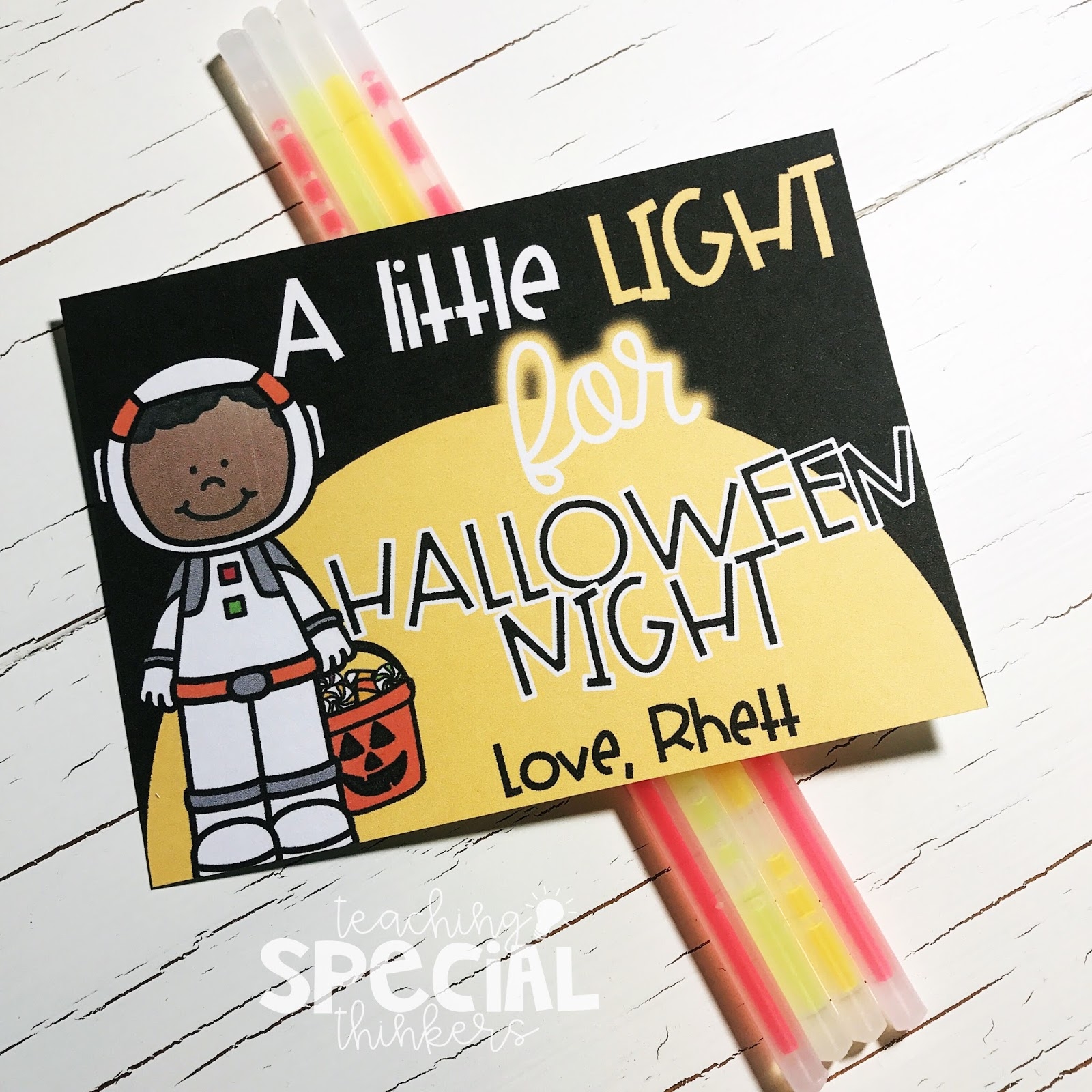 Glow Stick Treat Tags A Little Light For Halloween Night Teaching Special Thinkers