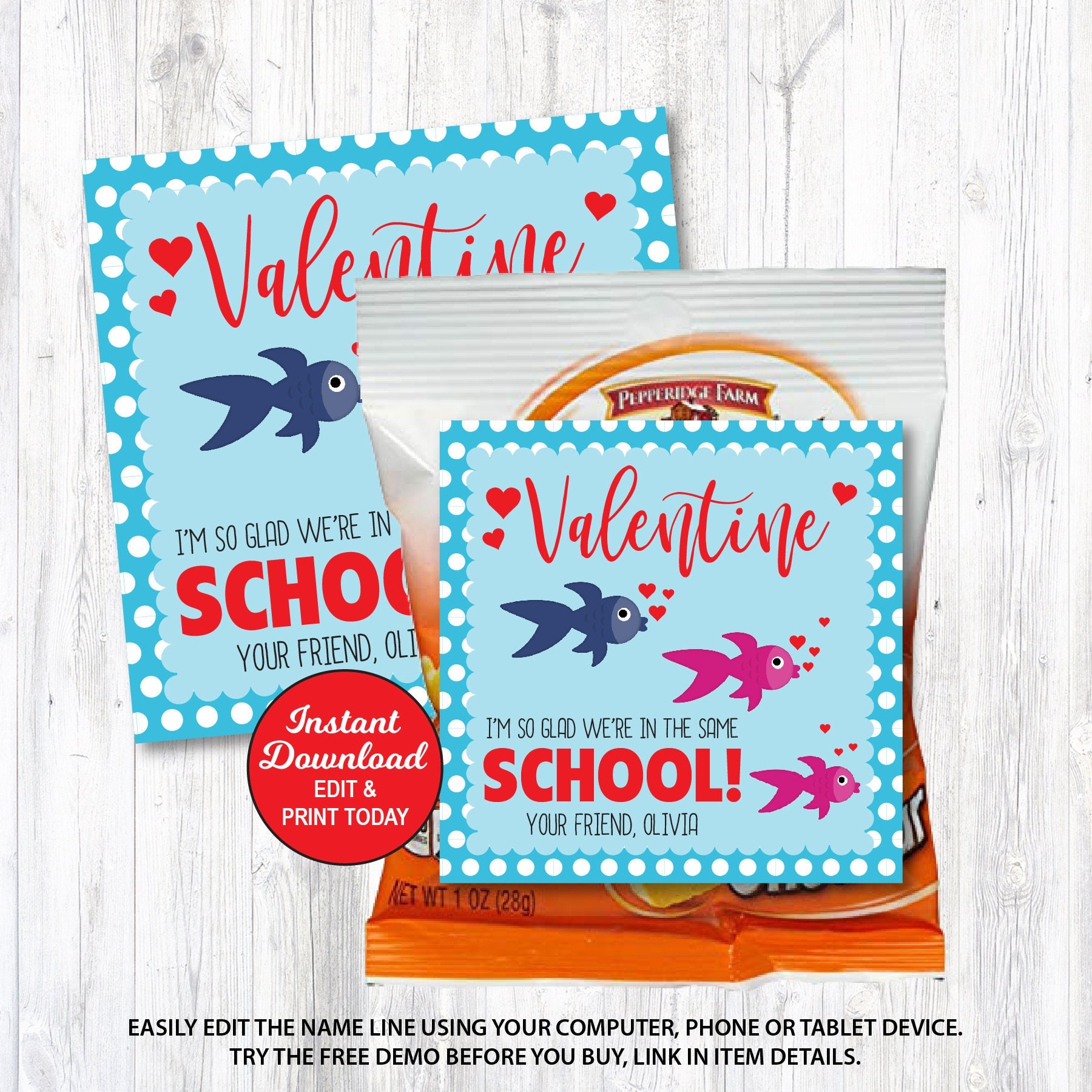 Goldfish Valentine Printable Free