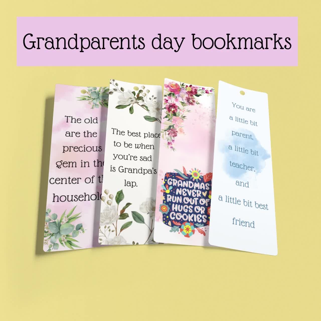 Grandparents Day Bookmark Grandparents Gift To Print Grandma Gift Grandpa Gift Etsy Israel