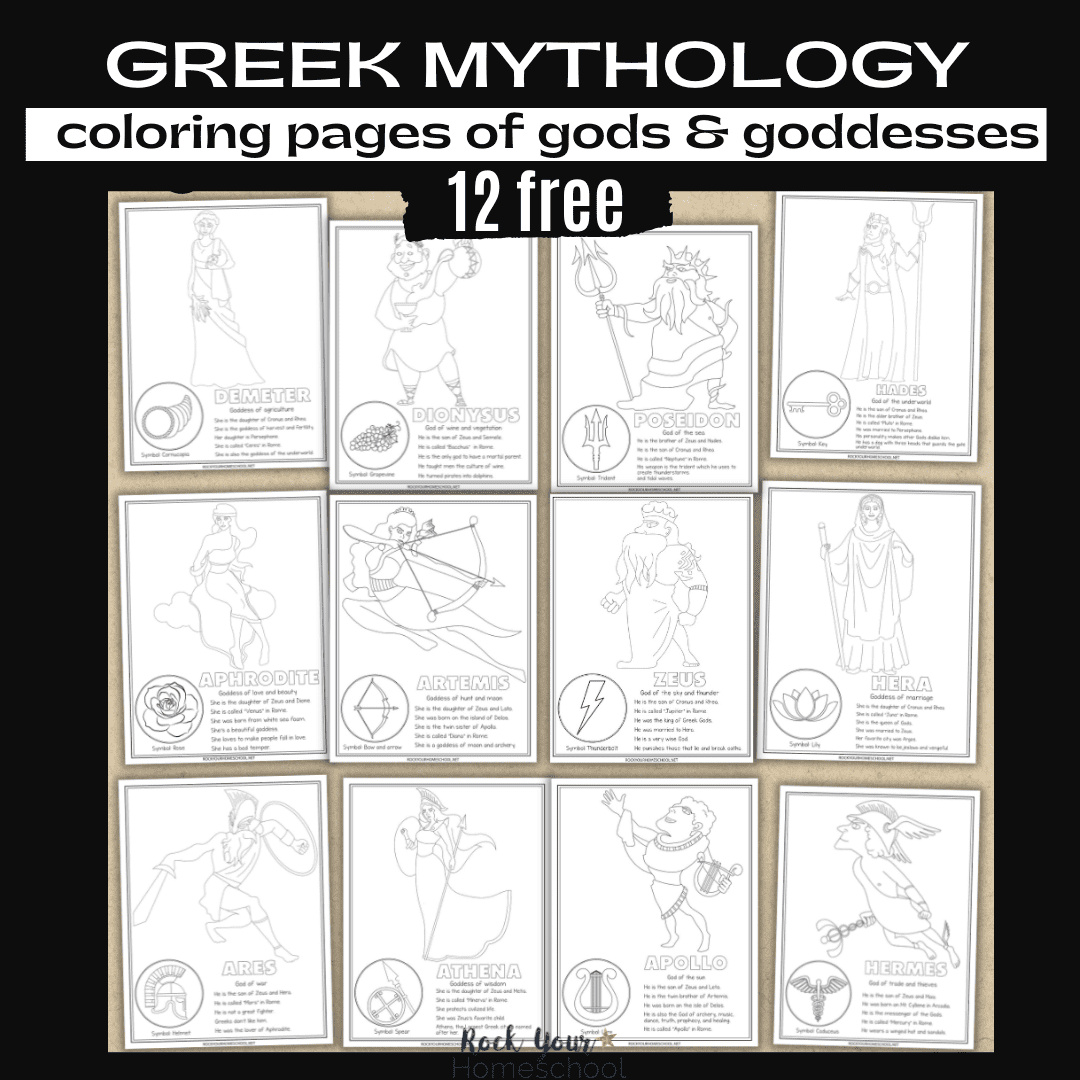 Greek Mythology Coloring Pages Gods Goddesses Rock Your Homeschool