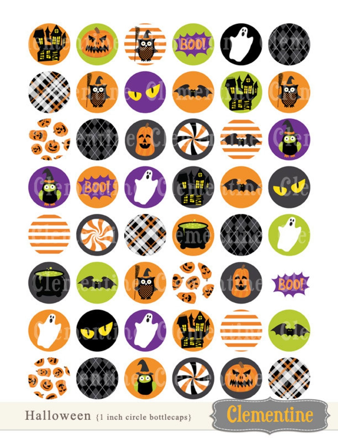 Halloween Bottle Cap Images Bottlecap Images One Inch Circles Royalty free Digital Collage Sheet Instant Download Etsy
