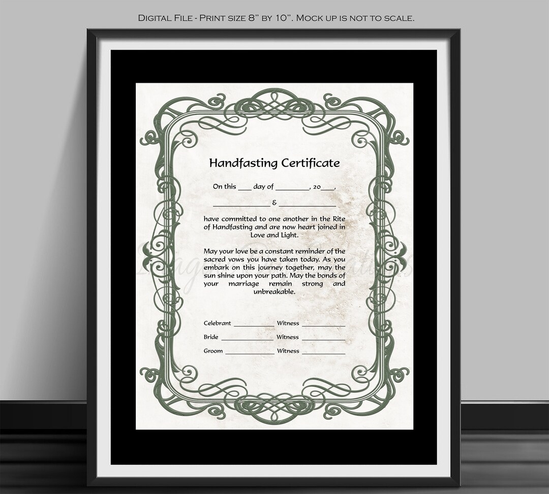 Handfasting Certificate Norse Wedding Certificate Engagement Pagan viking Celtic Druid Blessing Love Instant Download Printable Etsy