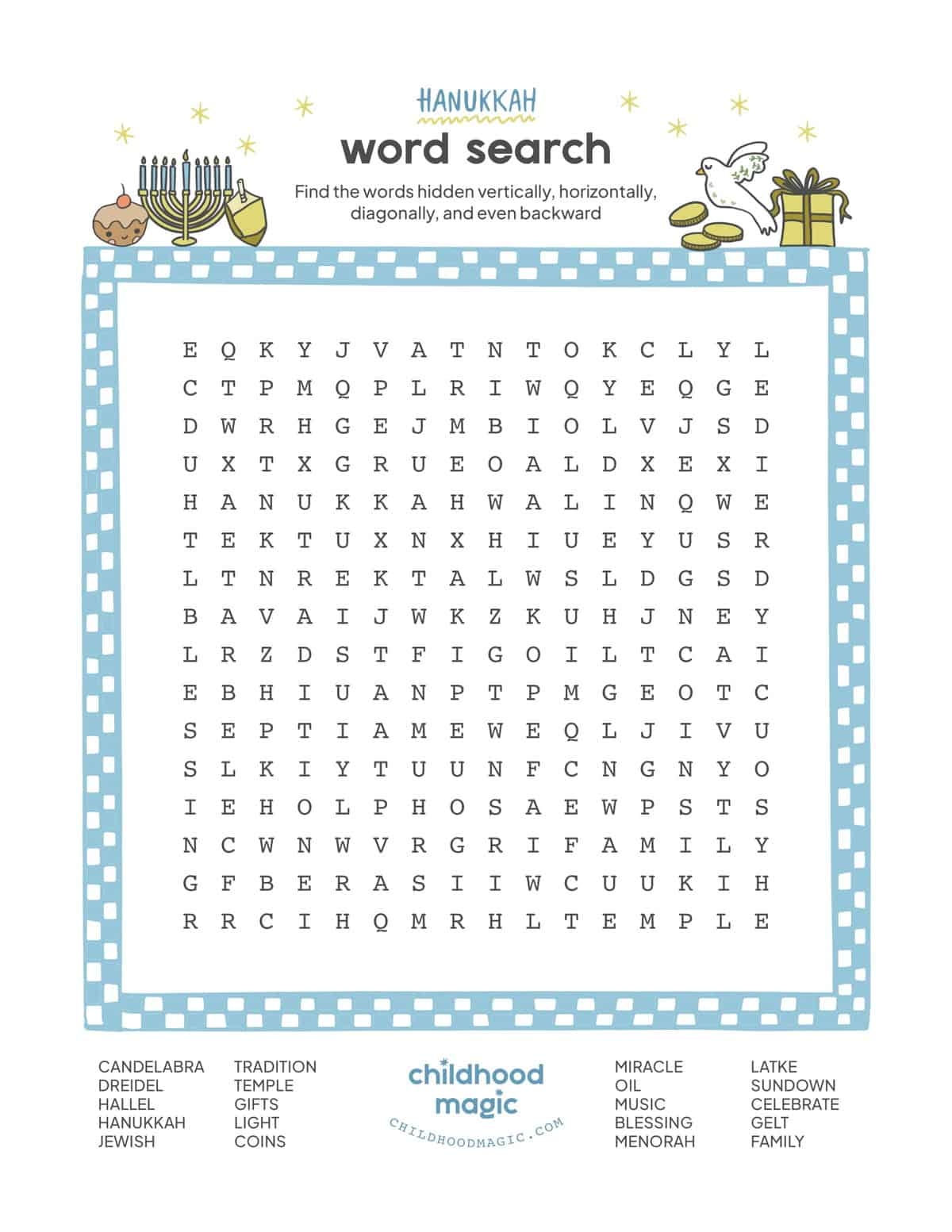 Hanukkah Word Search Childhood Magic