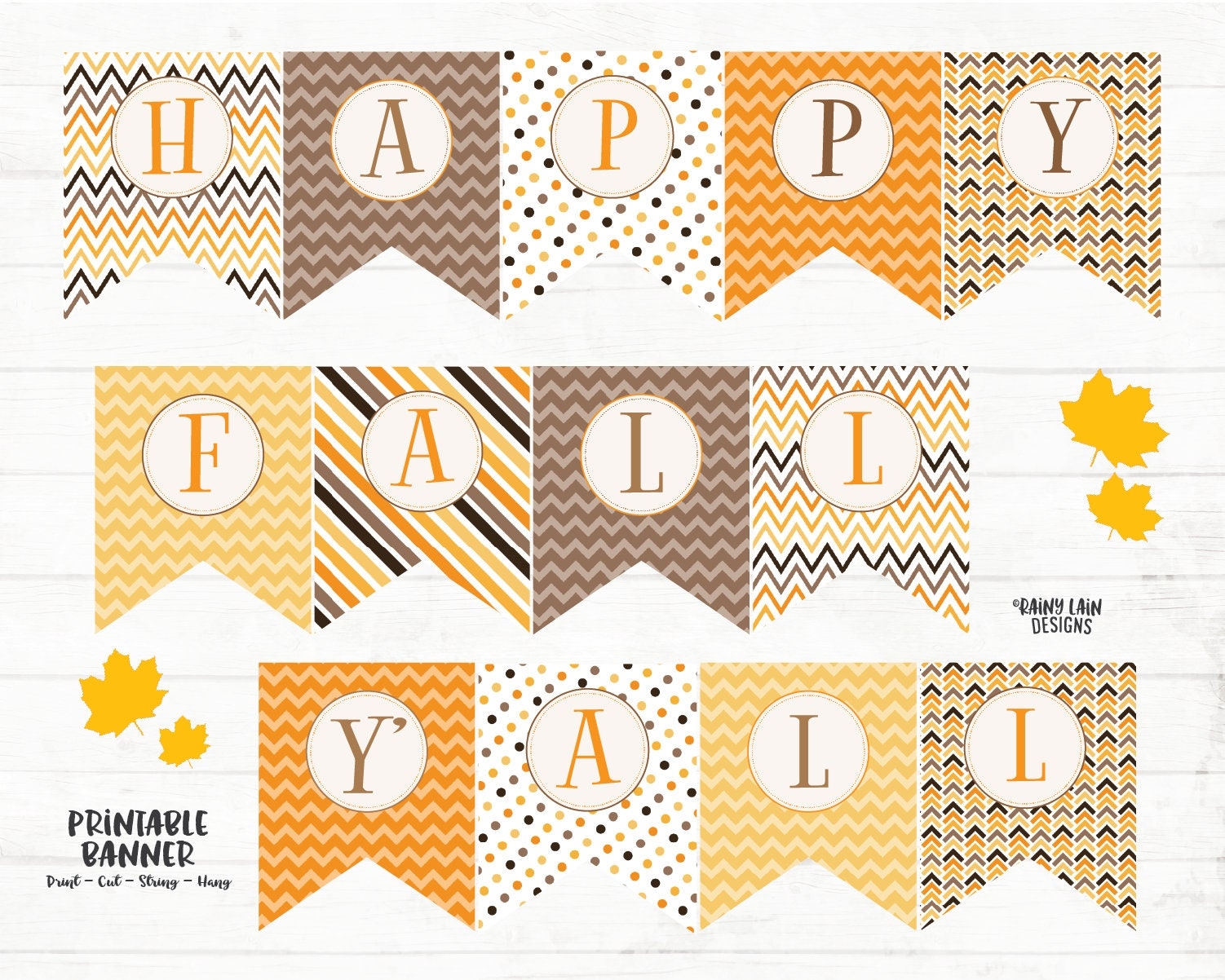 Happy Fall Y all Printable Banner Fall Banner Fall Sign Happy Fall Yall Banner Fall Decorations Printable Polka Dots Stripes Chevron Etsy